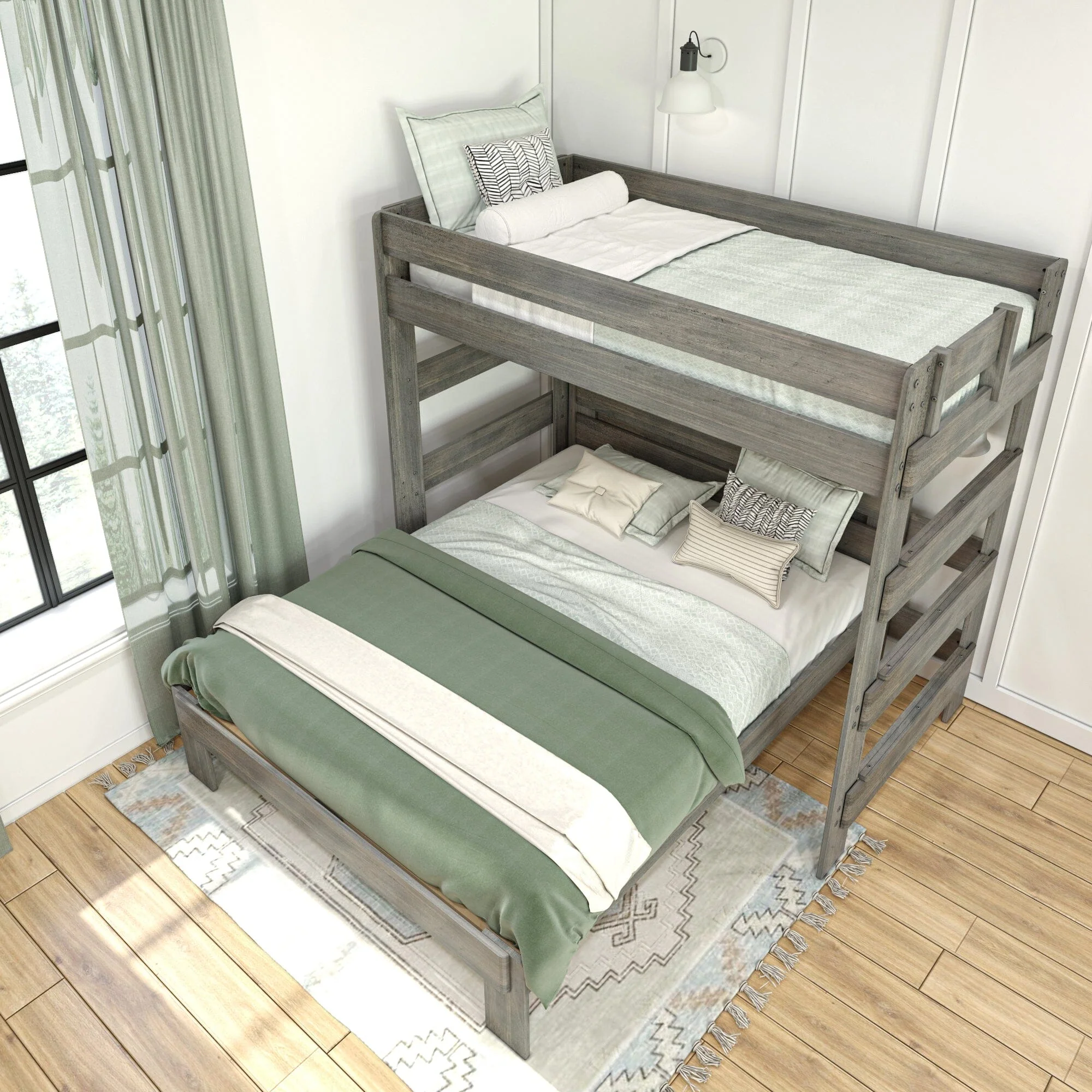 Modern Farmhouse Twin Over Queen L-Shaped Bunk Bed - Image 22