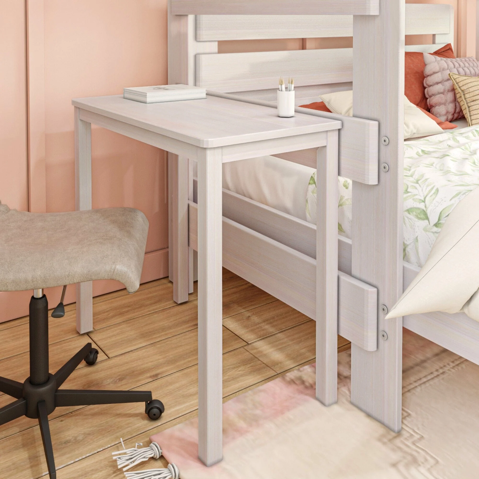 Modern Farmhouse Twin Over Queen L-Shaped Bunk Bed With Desk - Image 3