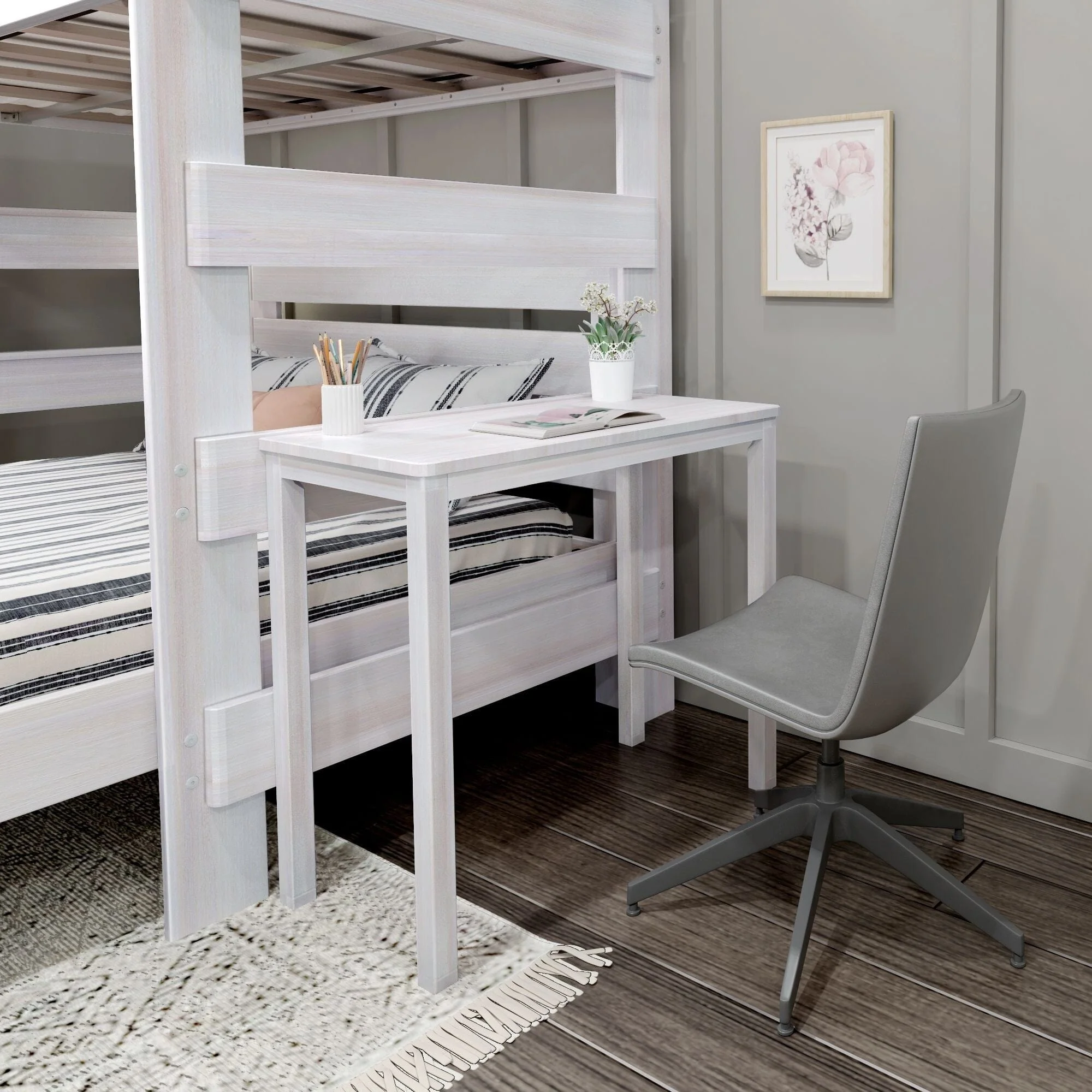 Modern Farmhouse Twin Over Queen L-Shaped Bunk Bed With Desk - Image 7