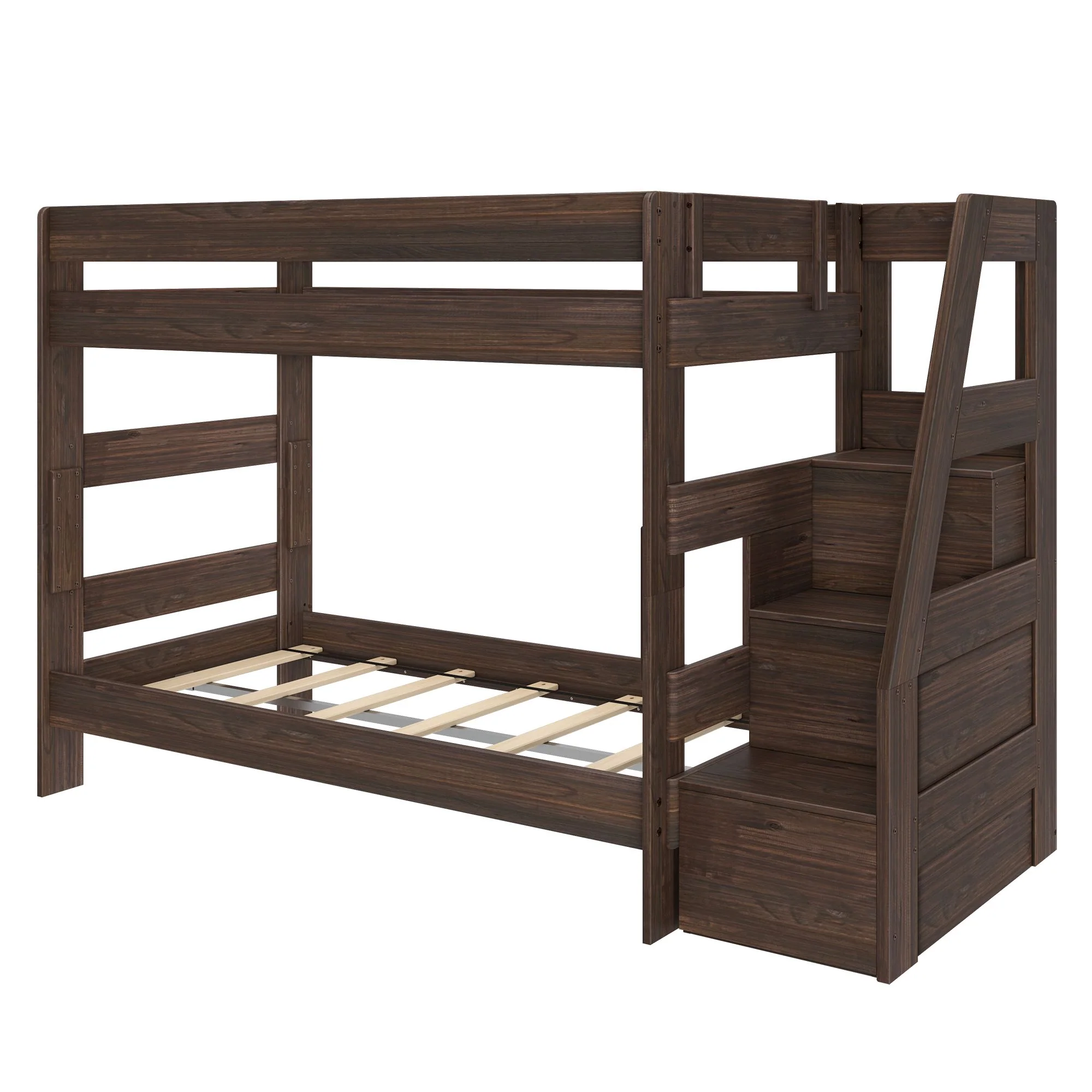 Modern Farmhouse Twin Over Twin Bunk Bed With Stairs - Image 21