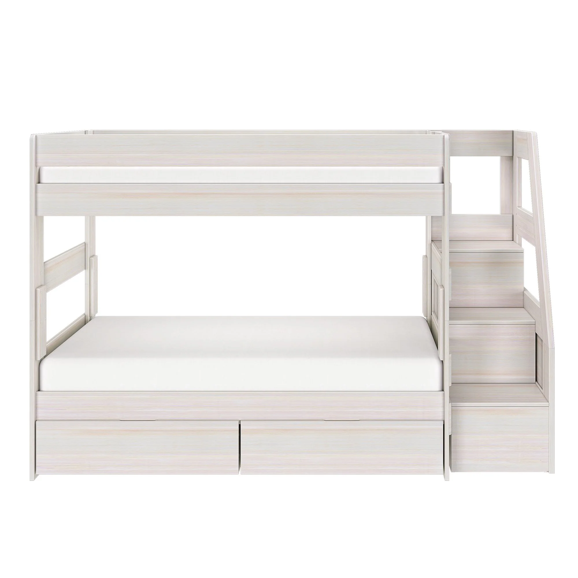 Modern Farmhouse Twin Over Twin Bunk Bed With Stairs & Storage Drawers - Image 7