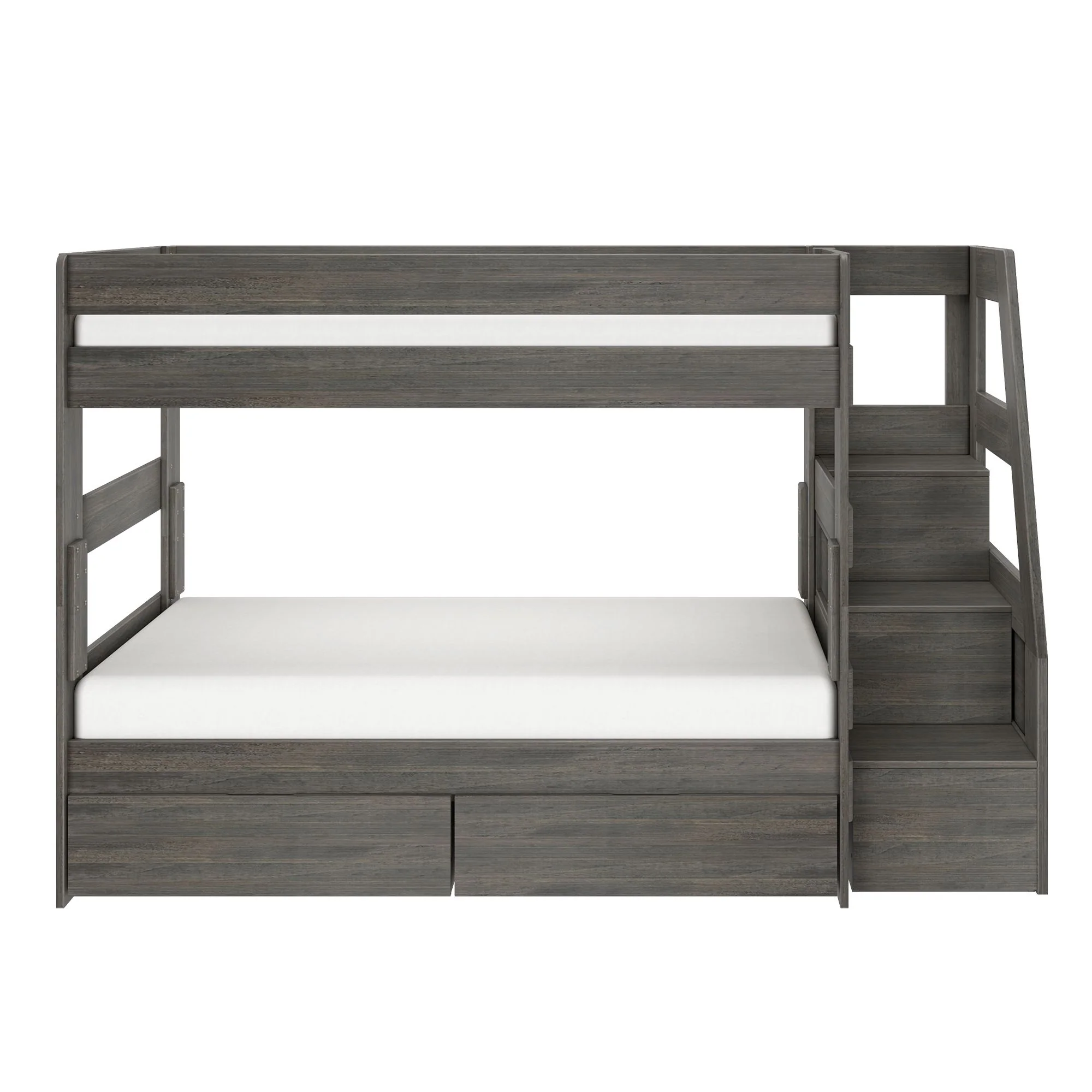 Modern Farmhouse Twin Over Twin Bunk Bed With Stairs & Storage Drawers - Image 8