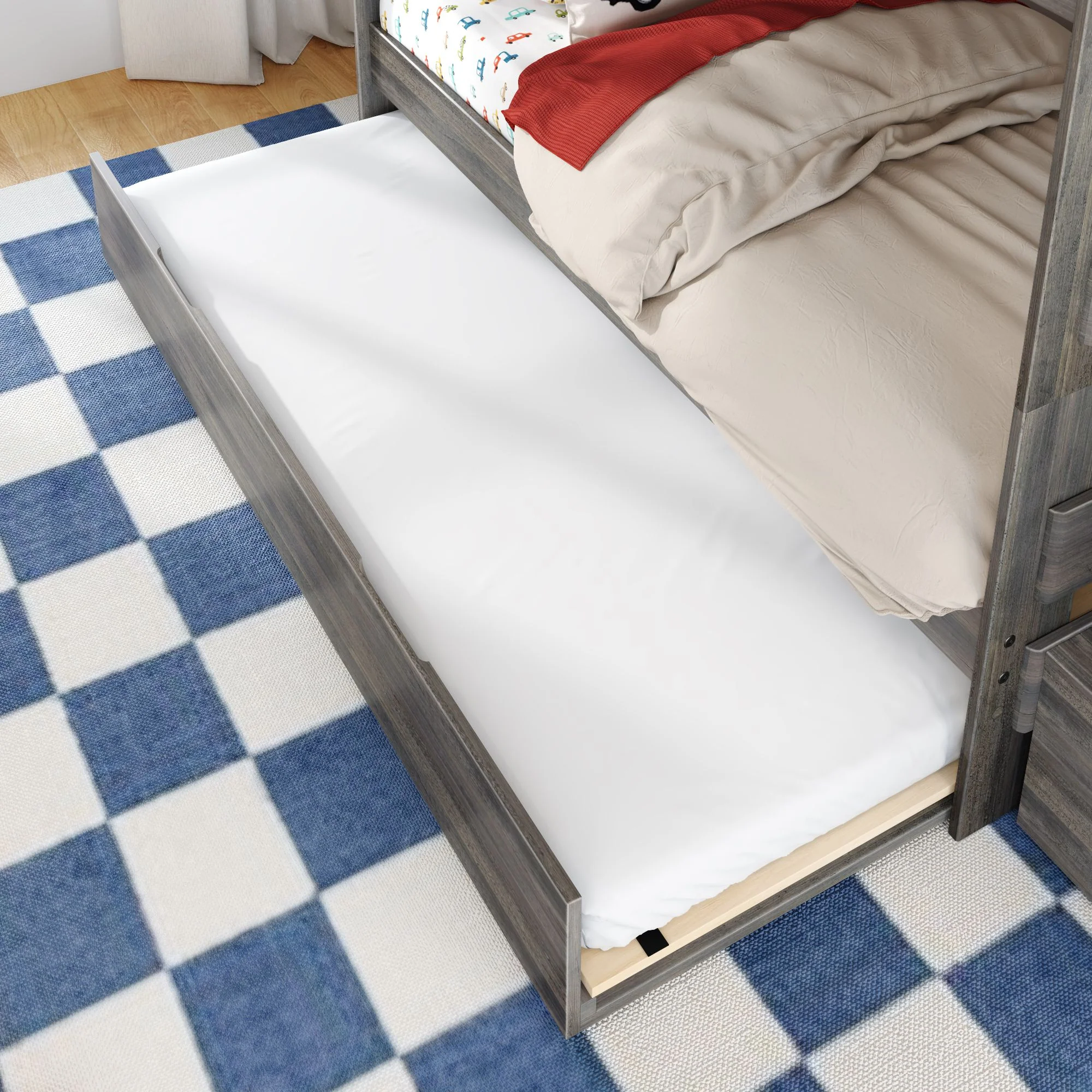 Modern Farmhouse Twin Over Twin Bunk Bed With Stairs & Trundle - Image 10