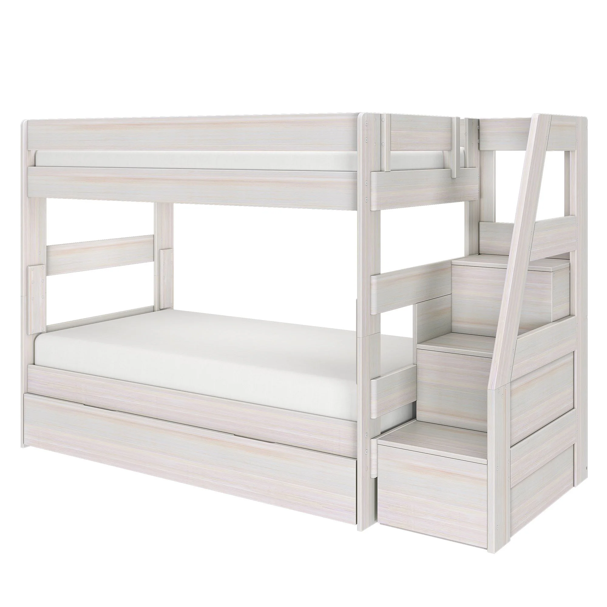 Modern Farmhouse Twin Over Twin Bunk Bed With Stairs & Trundle - Image 5