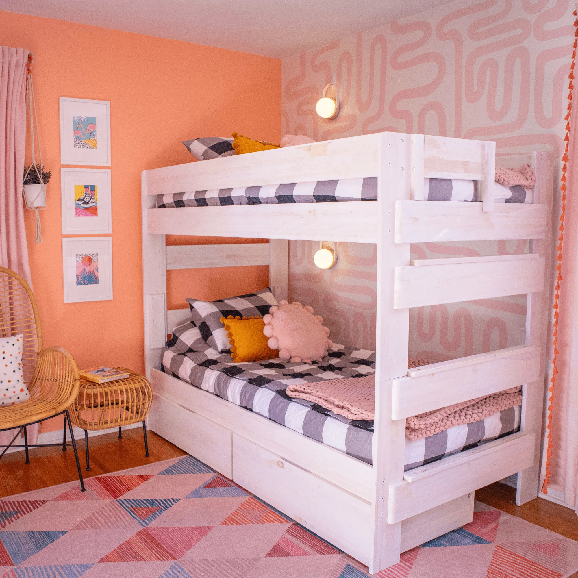 Modern Farmhouse Twin Over Twin Bunk Bed With Storage Drawers - Image 13