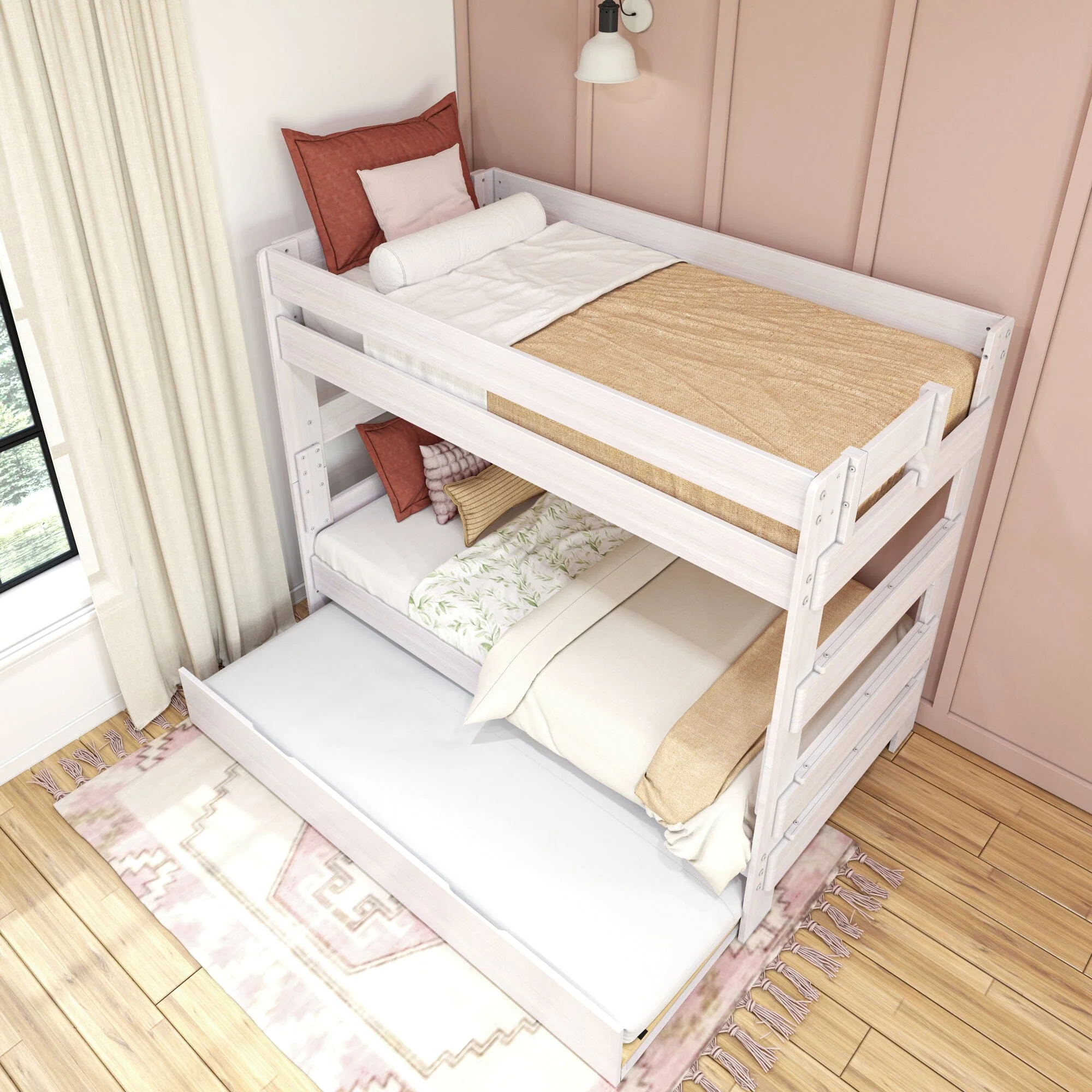 Modern Farmhouse Twin Over Twin Bunk Bed With Trundle - Image 11