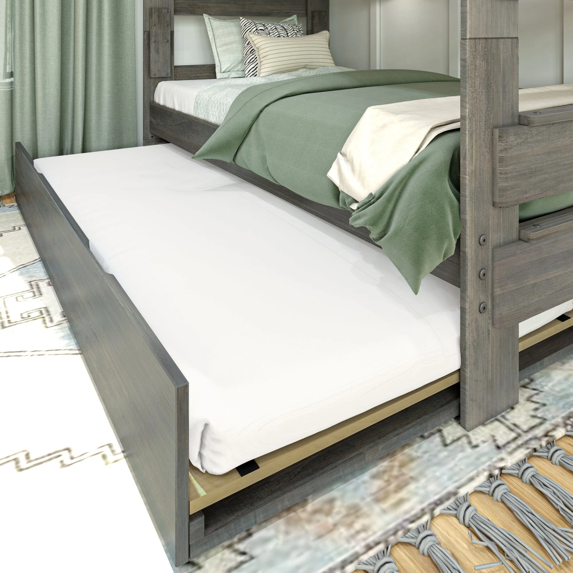 Modern Farmhouse Twin Over Twin Bunk Bed With Trundle - Image 4
