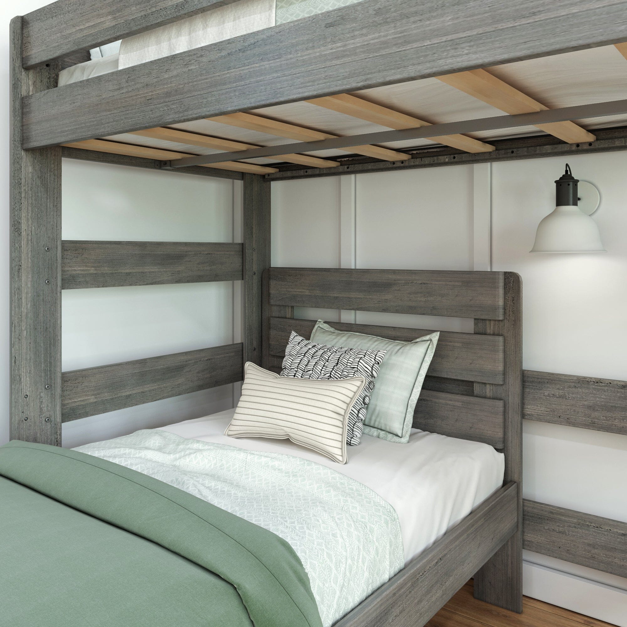 Modern Farmhouse Twin Over Twin L-Shaped Bunk Bed - Image 4