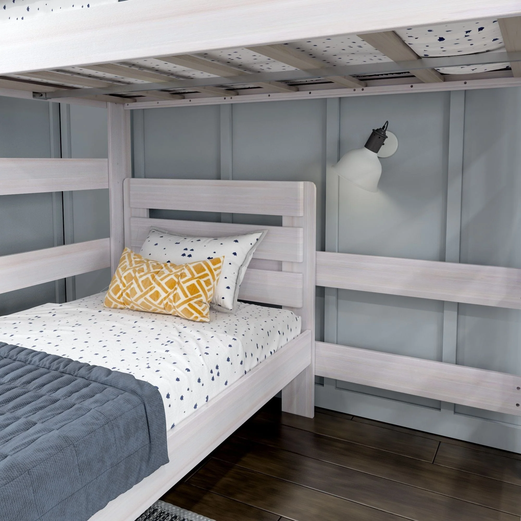 Modern Farmhouse Twin Over Twin L-Shaped Bunk Bed - Image 7