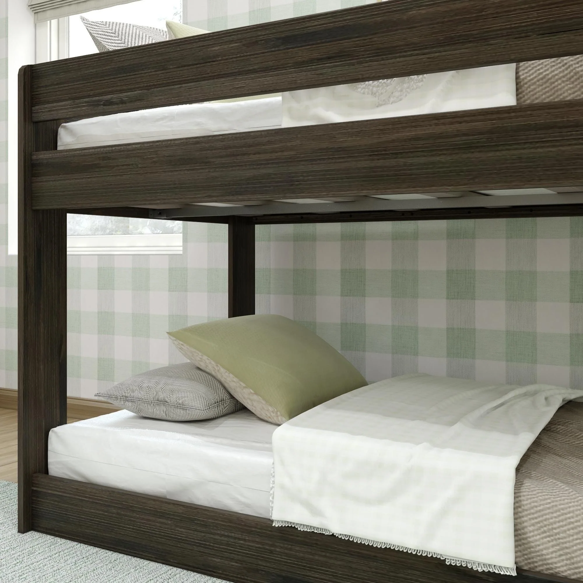 Modern Farmhouse Twin Over Twin Low Bunk Bed - Image 10