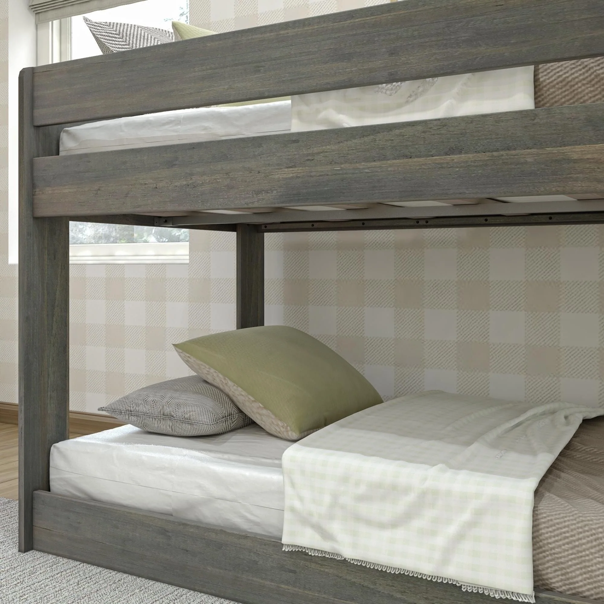 Modern Farmhouse Twin Over Twin Low Bunk Bed - Image 11