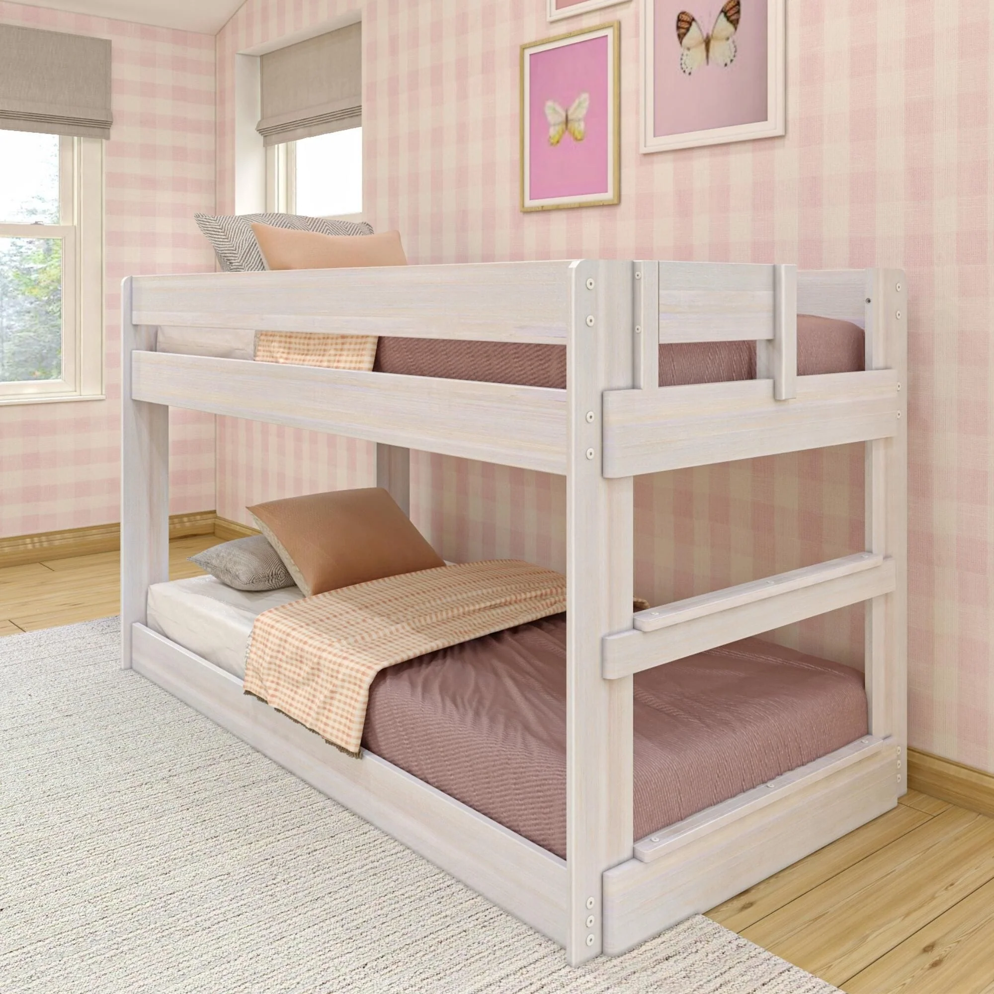 Modern Farmhouse Twin Over Twin Low Bunk Bed - Image 2