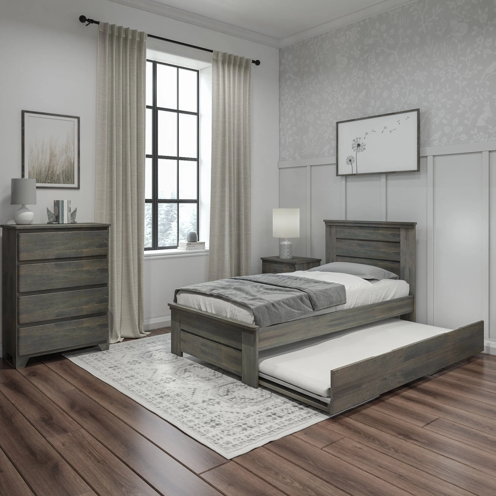 Modern Farmhouse Twin Panel Bed With Trundle - Image 10