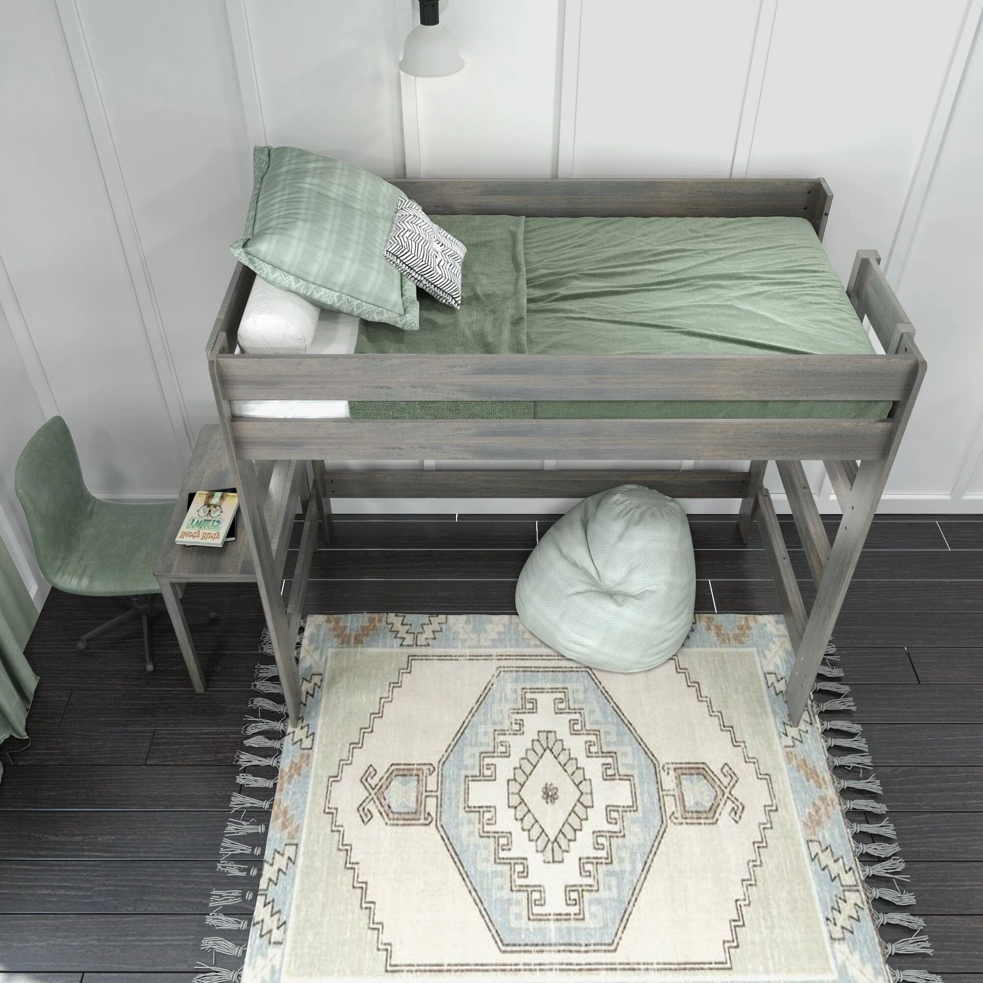 Modern Farmhouse Twin Loft Bed With Desk - Image 10