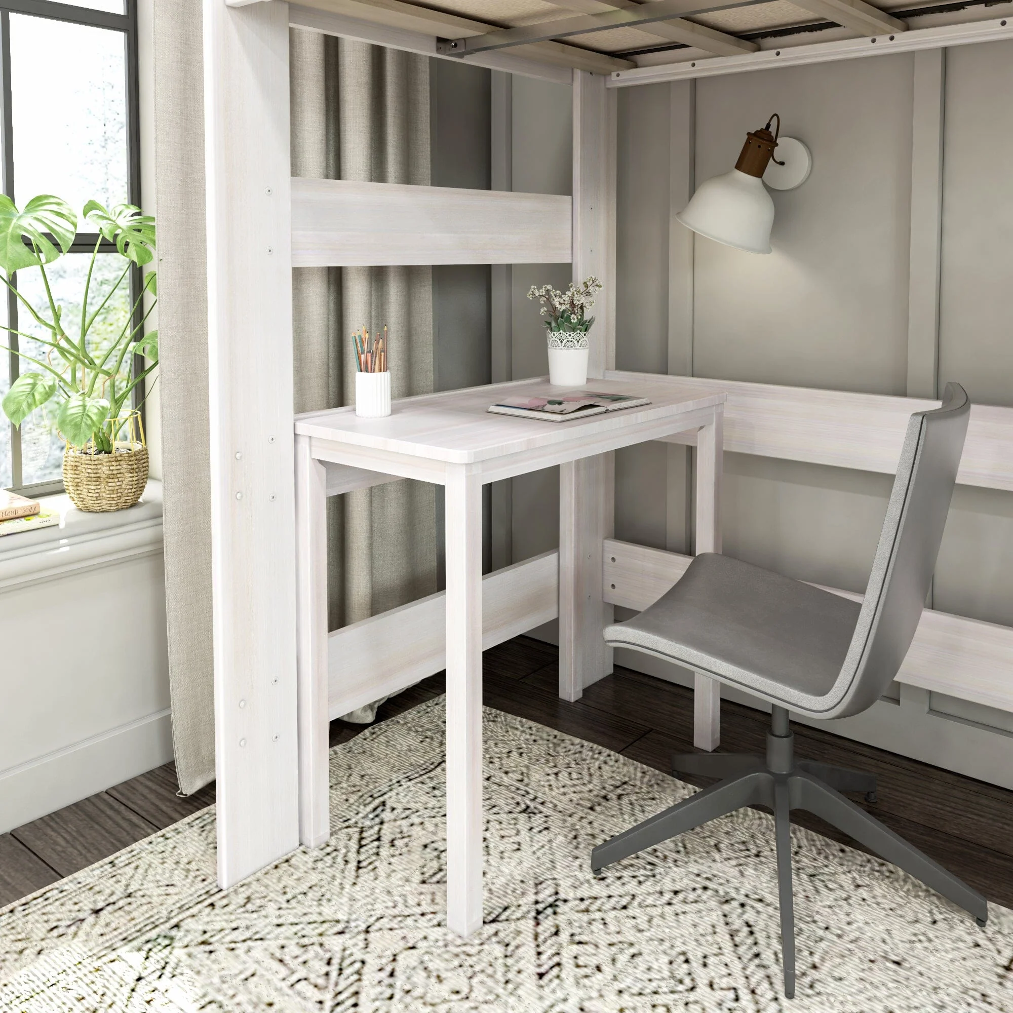 Modern Farmhouse Twin Loft Bed With Desk - Image 7