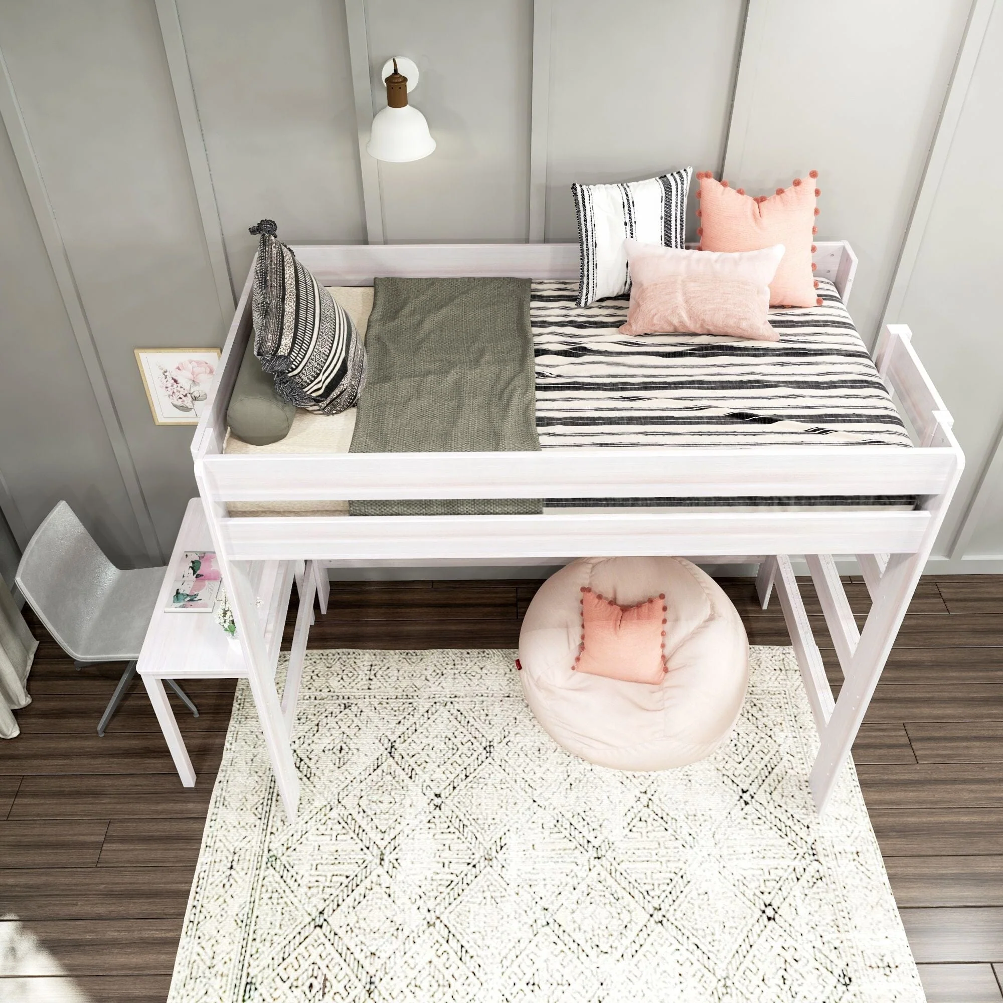 Modern Farmhouse Twin Loft Bed With Desk - Image 9