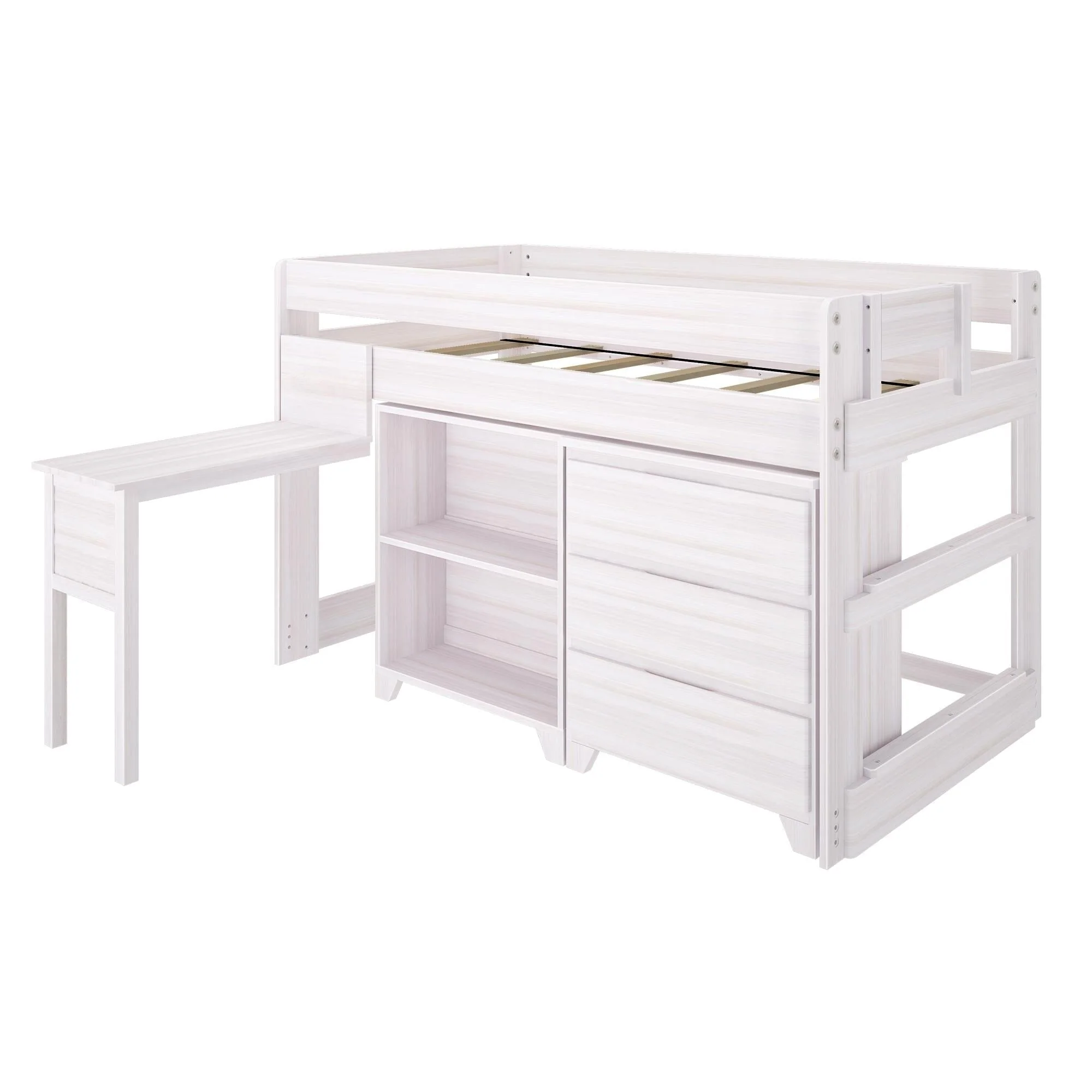 Modern Farmhouse Twin Low Loft Bed With Desk & Storage - Image 8