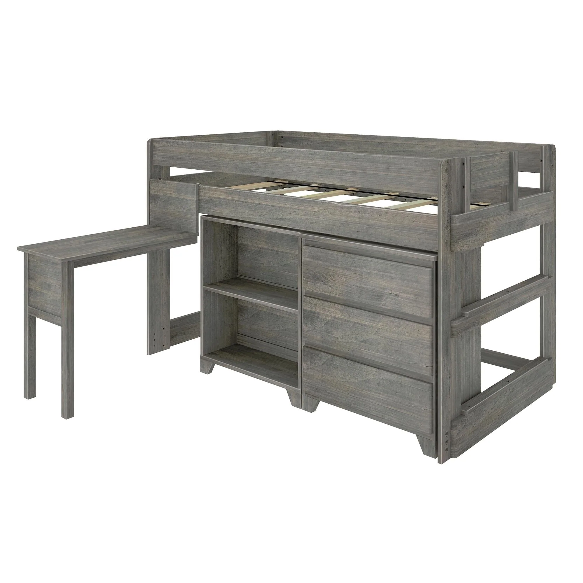 Modern Farmhouse Twin Low Loft Bed With Desk & Storage - Image 9
