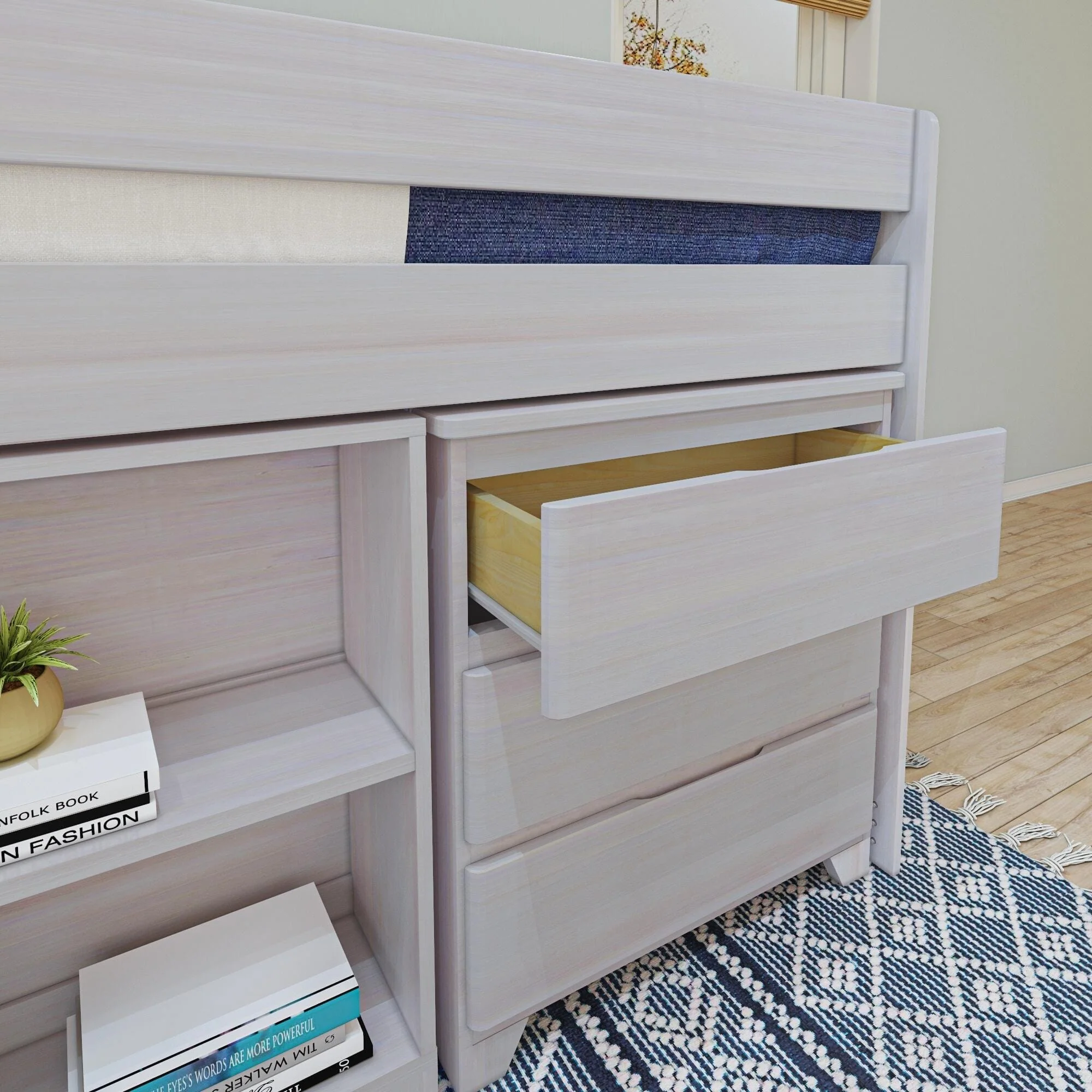 Modern Farmhouse Twin Low Loft Bed With Storage - Image 8