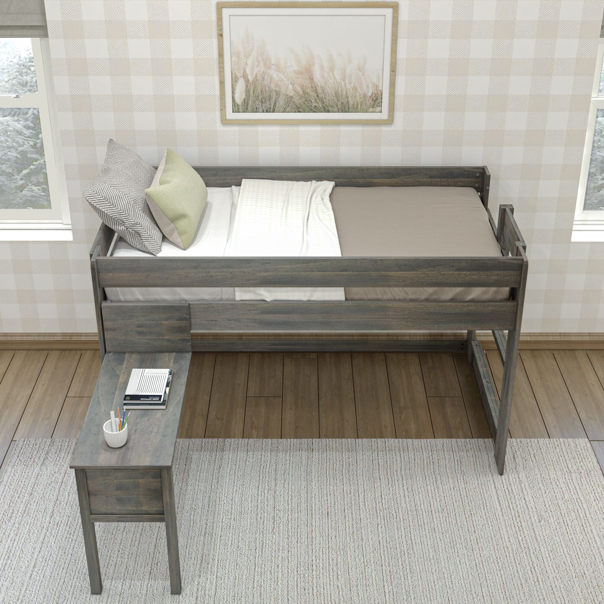 Modern Farmhouse Twin Low Loft Bed With Desk - Image 15
