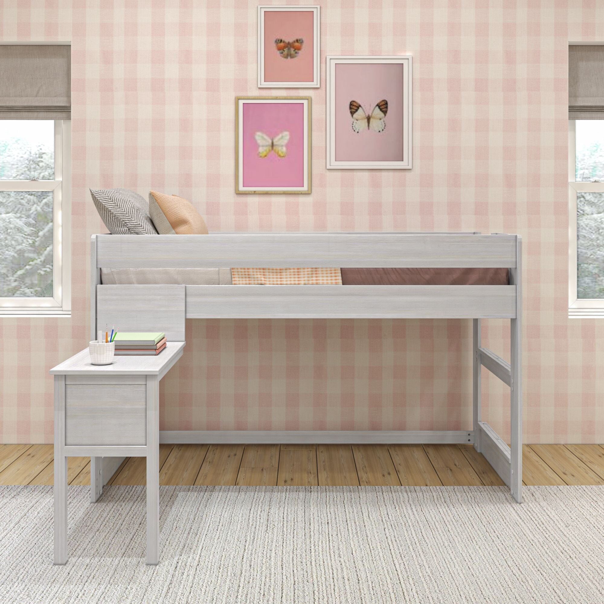 Modern Farmhouse Twin Low Loft Bed With Desk - Image 5