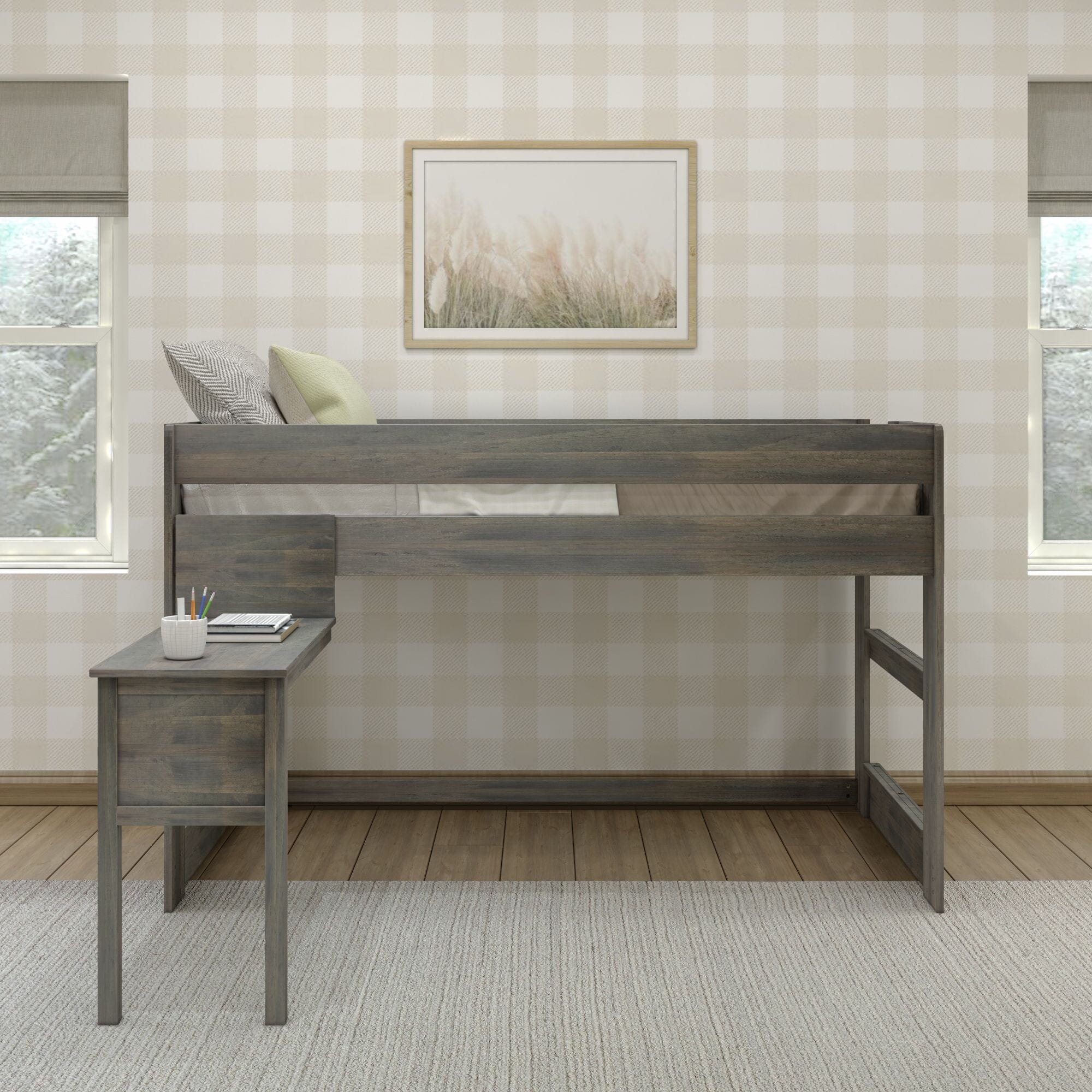 Modern Farmhouse Twin Low Loft Bed With Desk - Image 6