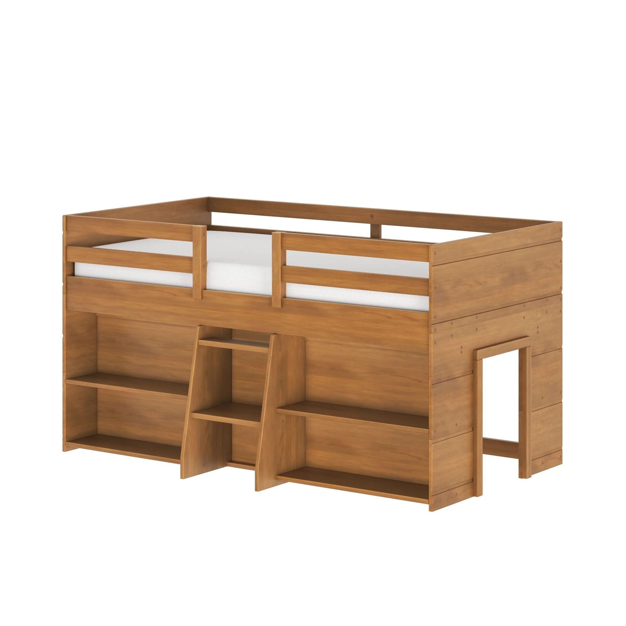 Modern Farmhouse Twin Low Loft Bed With Bookcases - Image 12