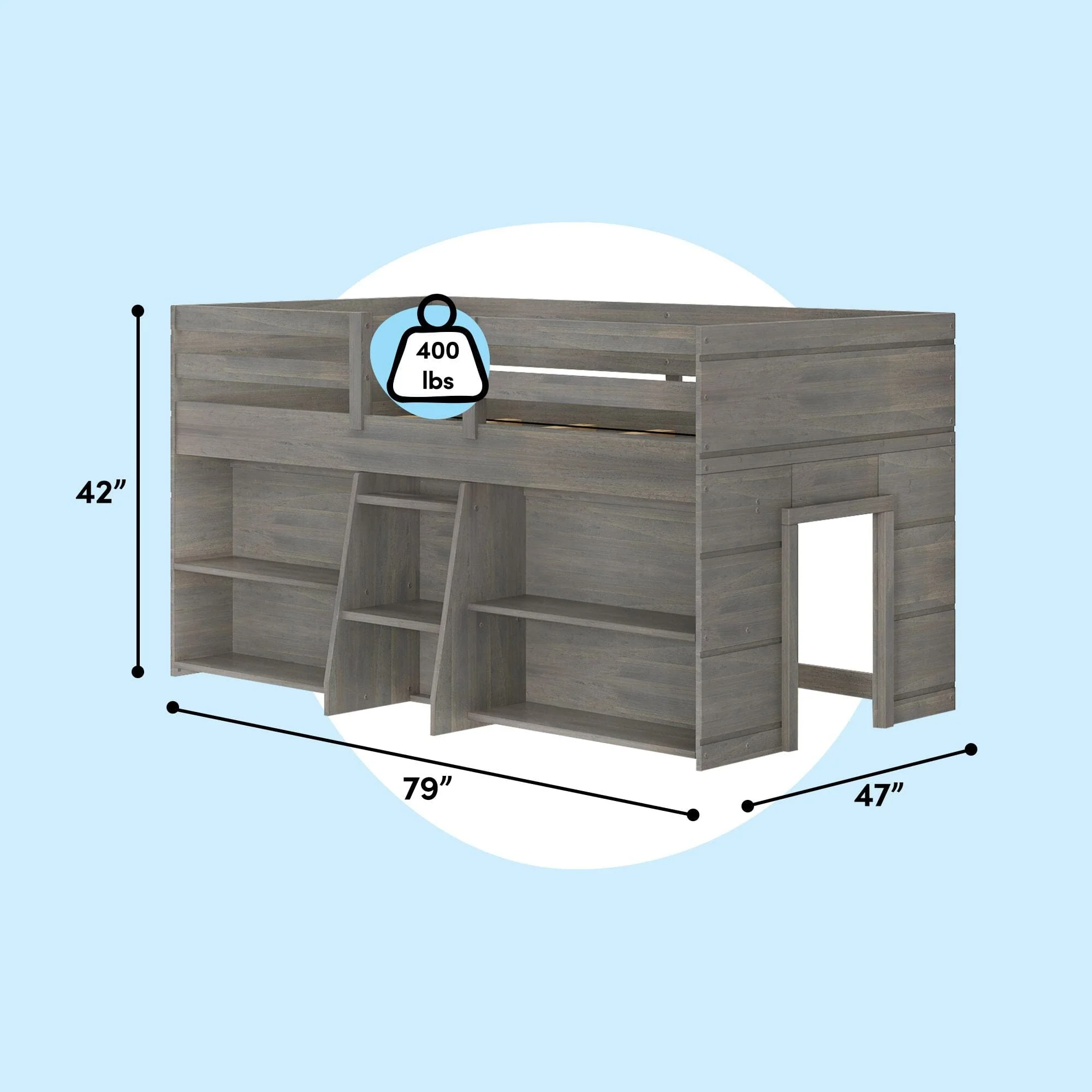 Modern Farmhouse Twin Low Loft Bed With Bookcases - Image 34