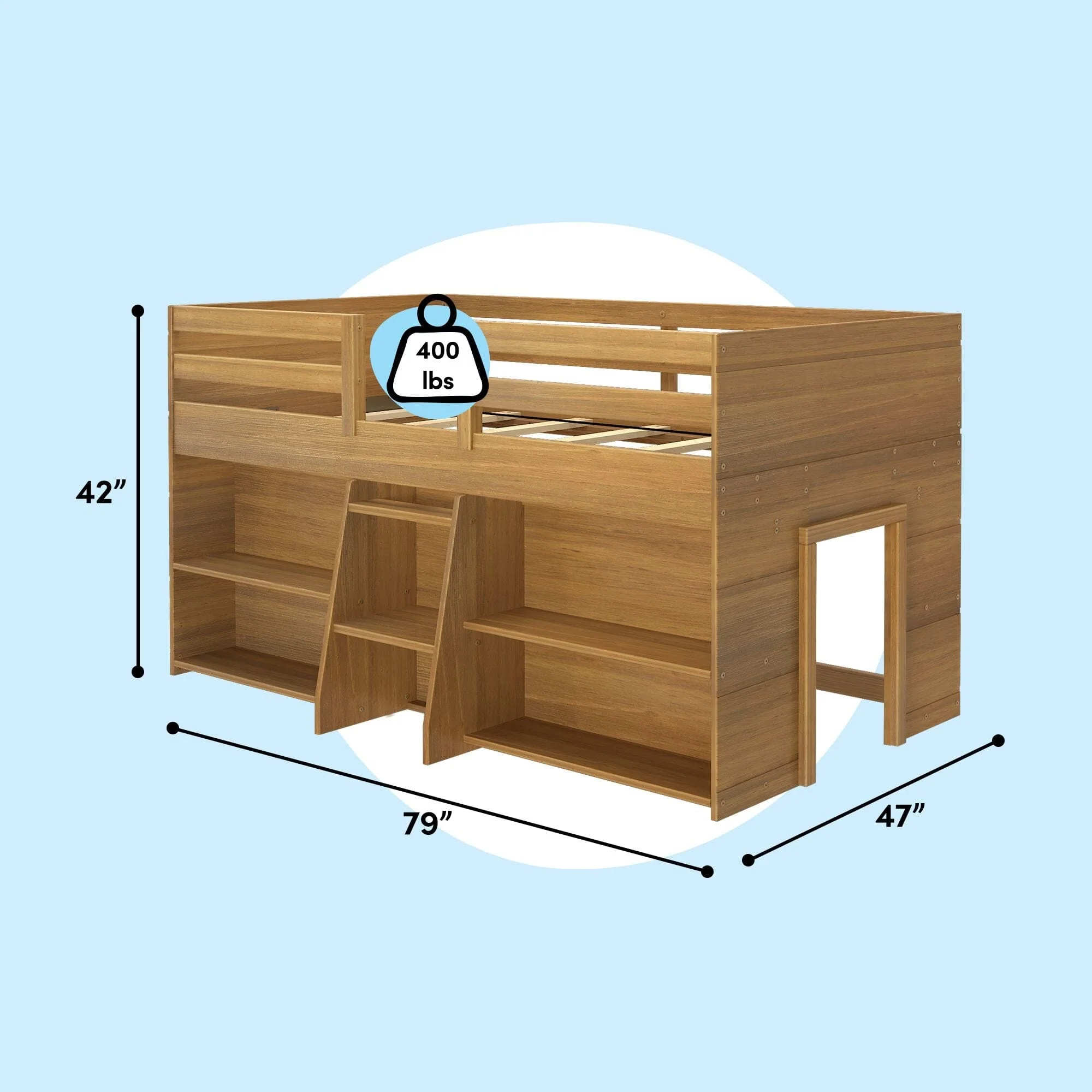 Modern Farmhouse Twin Low Loft Bed With Bookcases - Image 35