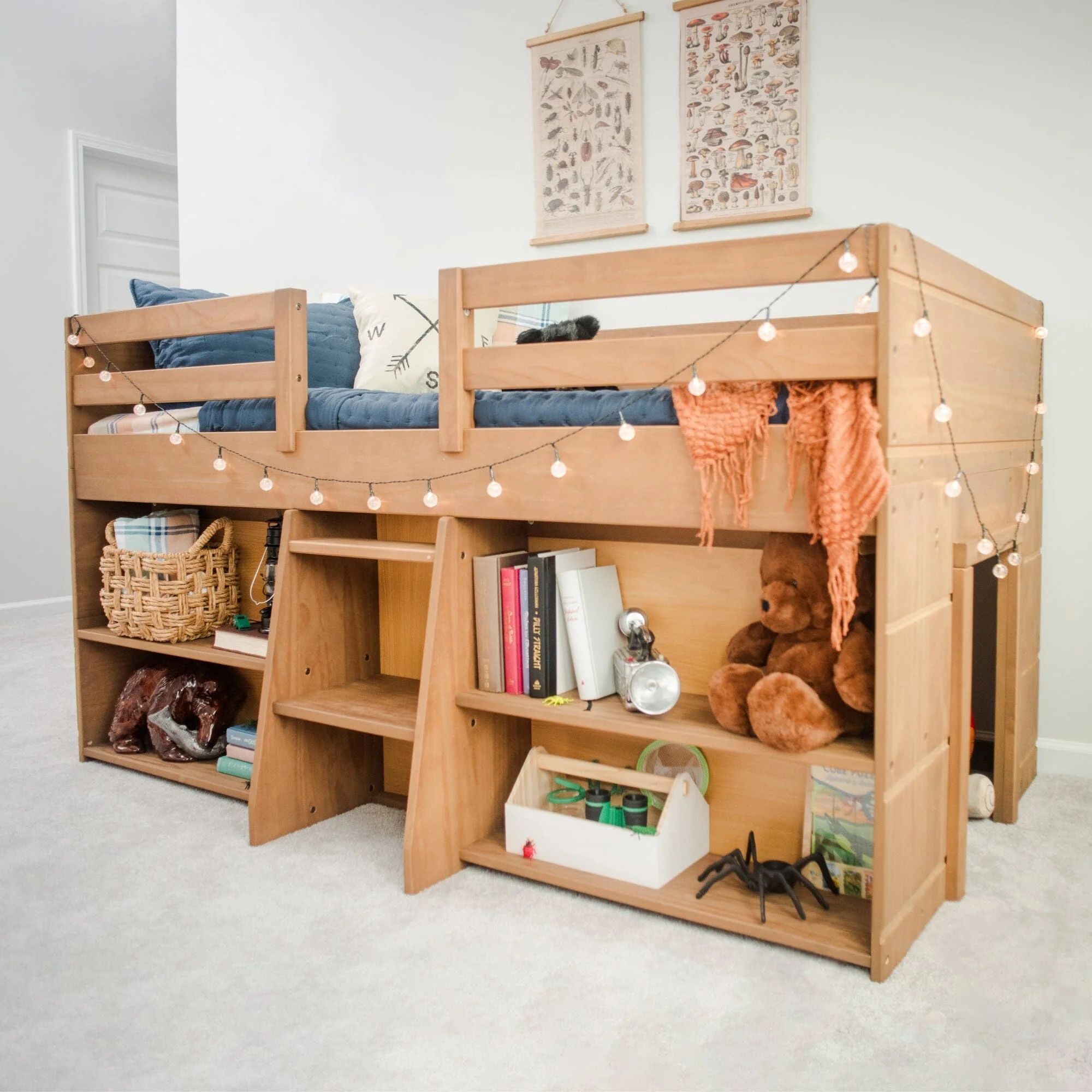 Modern Farmhouse Twin Low Loft Bed With Bookcases - Image 4