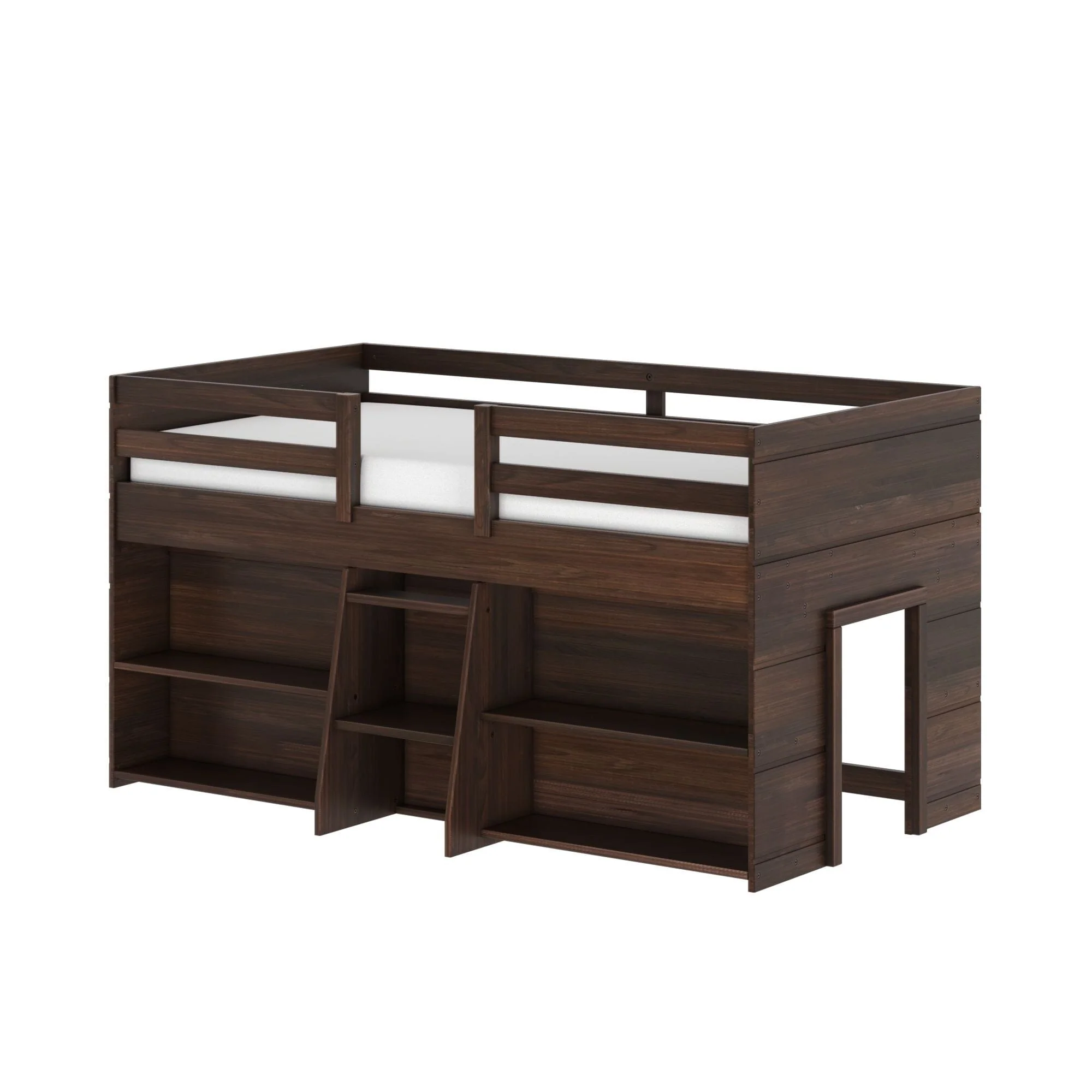 Modern Farmhouse Twin Low Loft Bed With Bookcases - Image 9