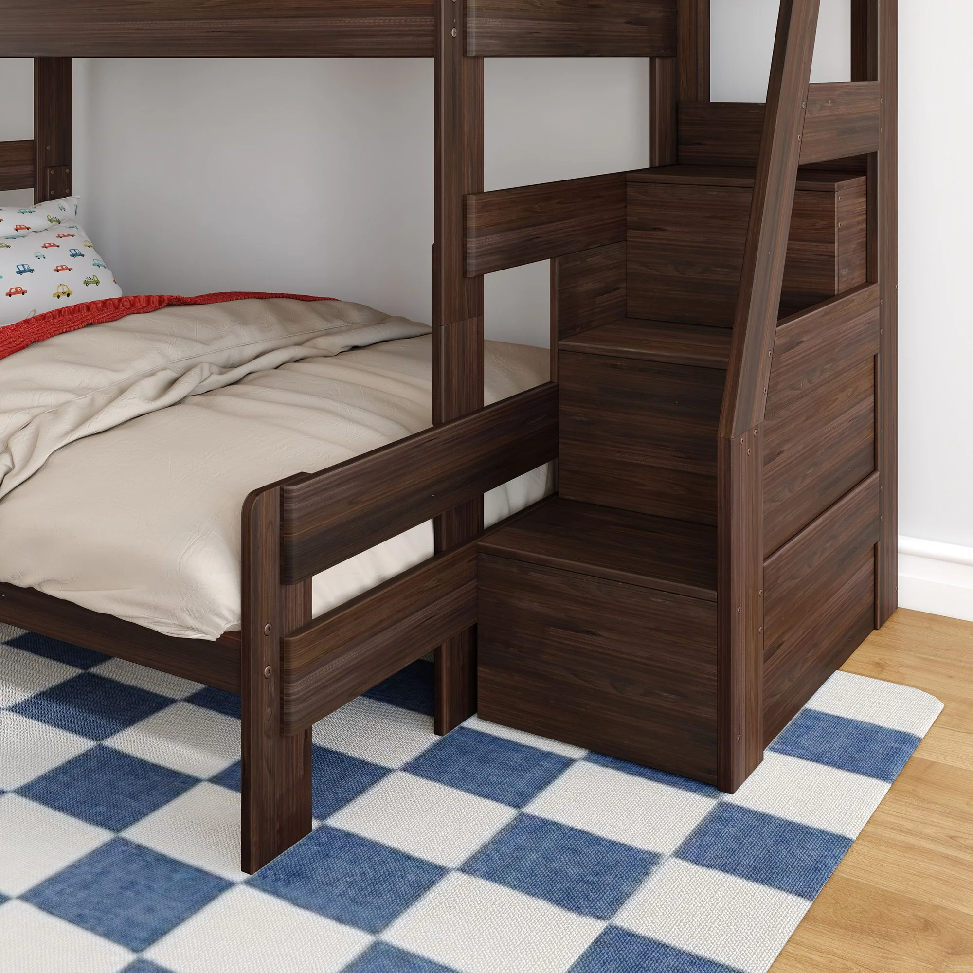 Modern Farmhouse Twin XL Over Queen Bunk Bed With Stairs - Image 19