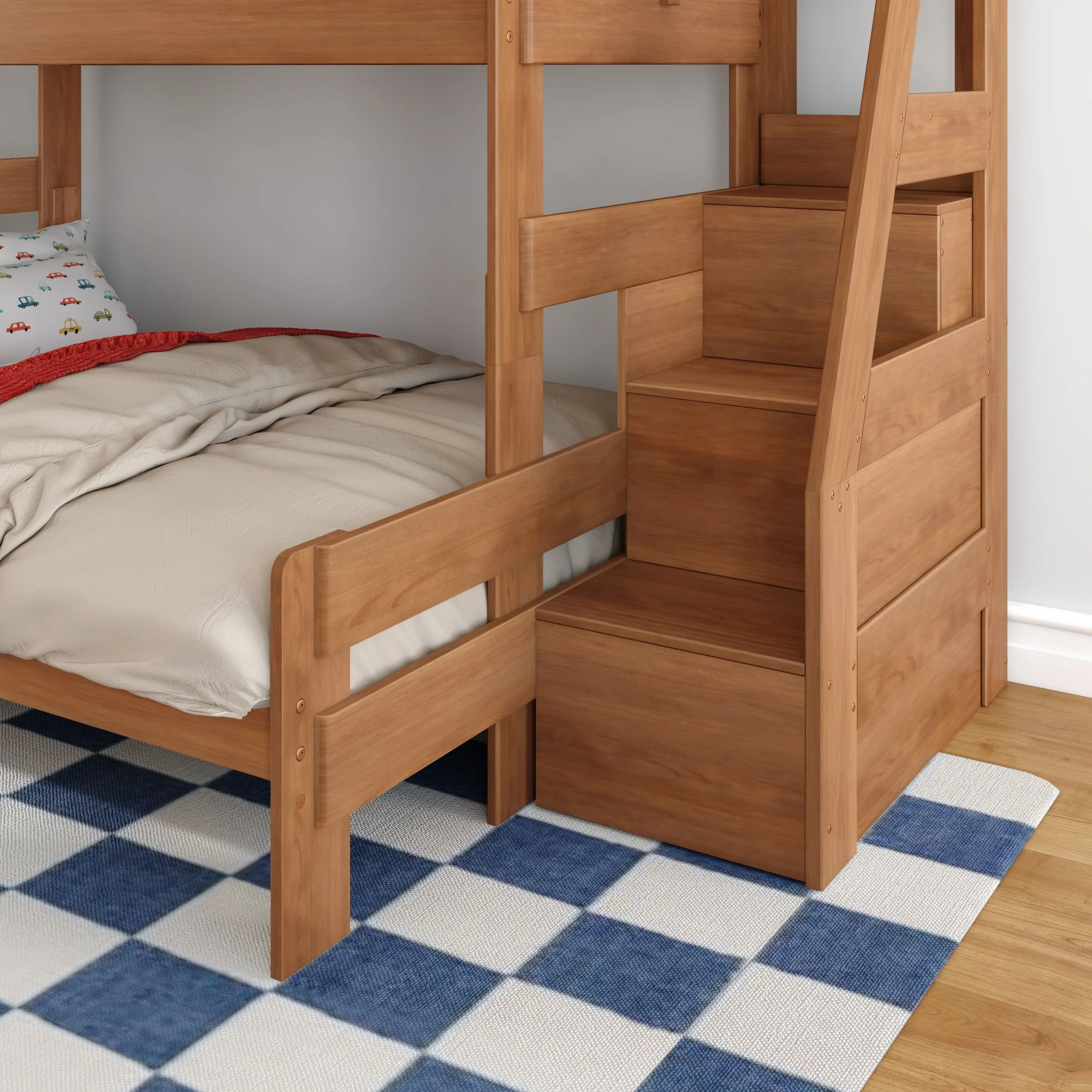 Modern Farmhouse Twin XL Over Queen Bunk Bed With Stairs - Image 20