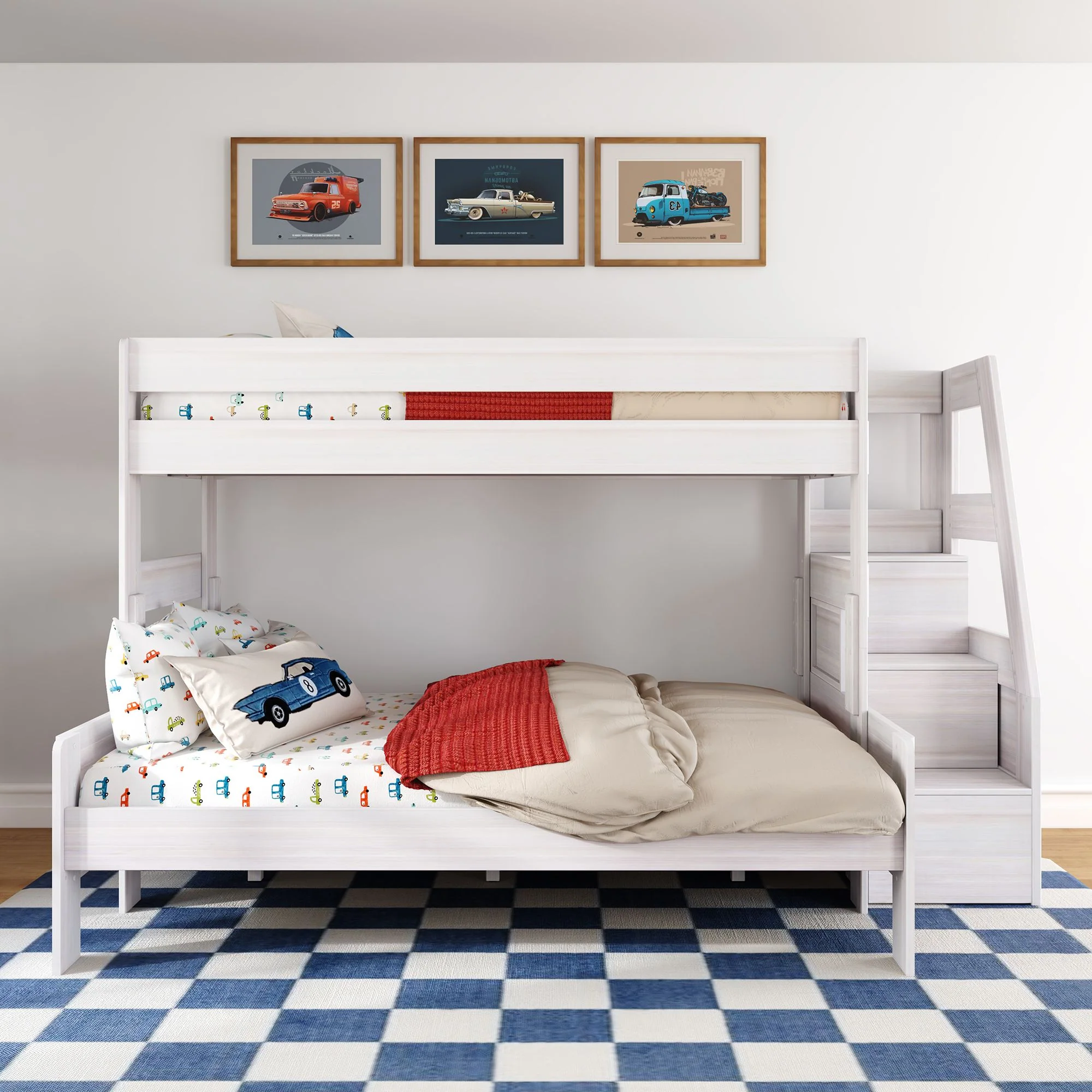 Modern Farmhouse Twin XL Over Queen Bunk Bed With Stairs - Image 5
