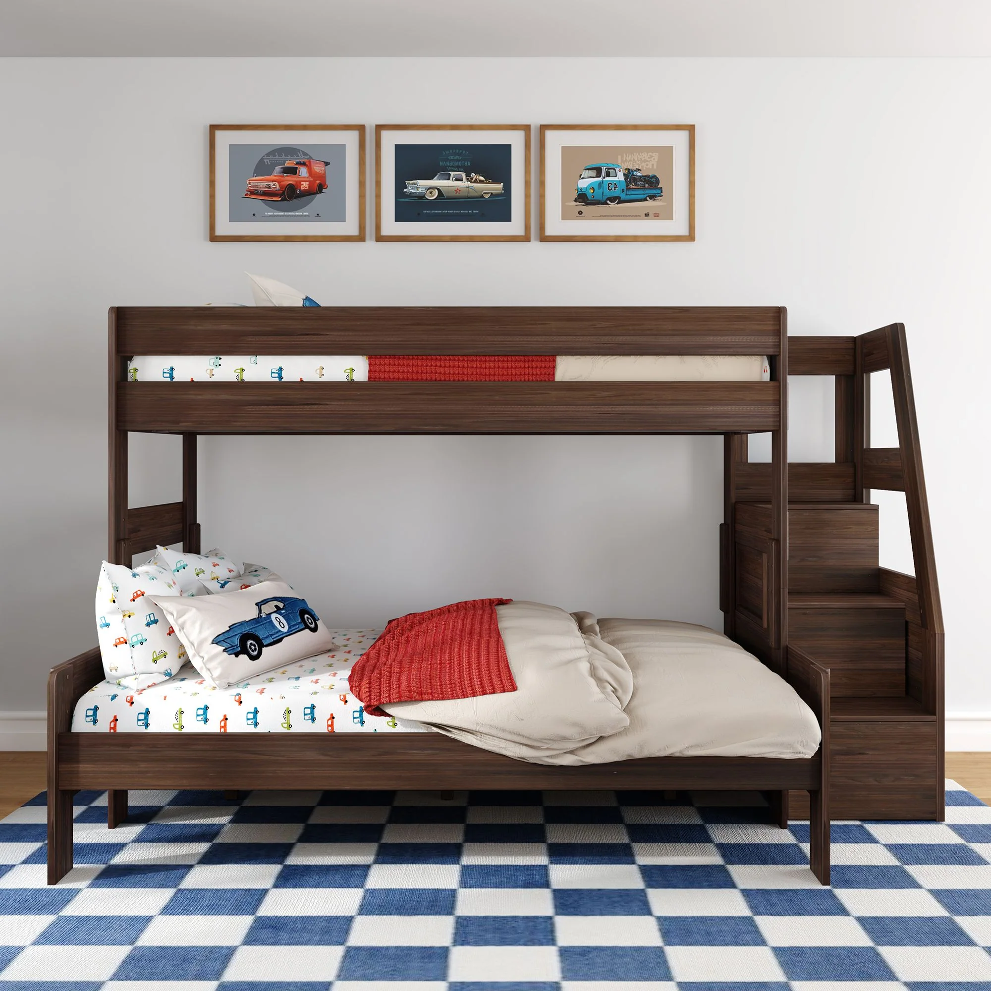 Modern Farmhouse Twin XL Over Queen Bunk Bed With Stairs - Image 7