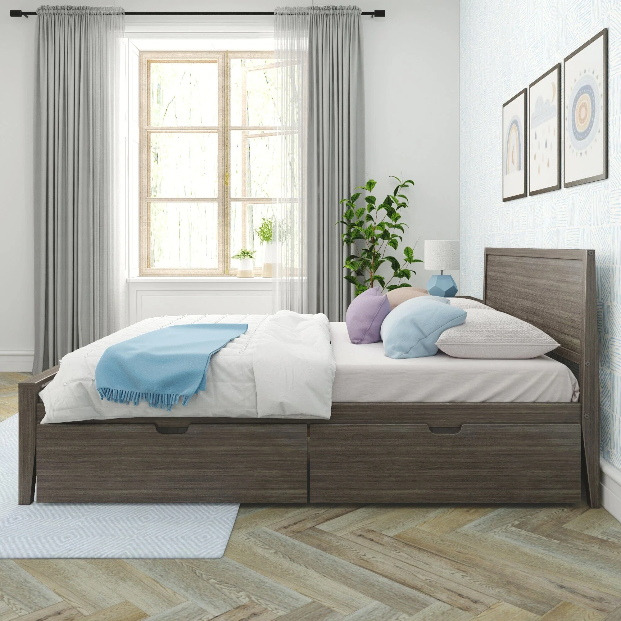 Queen Panel Bed With Storage Drawers - Image 3
