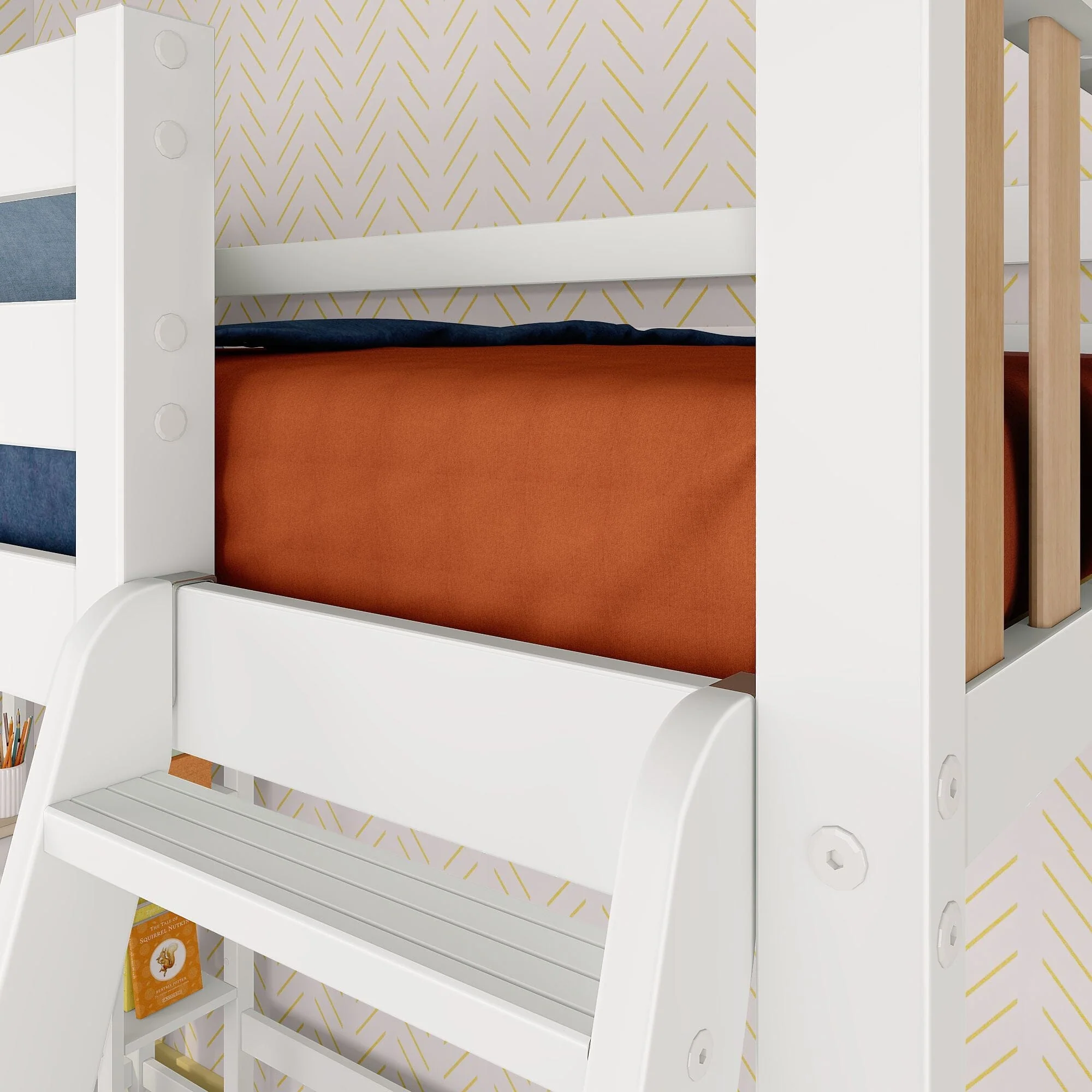 Scandinavian Twin Loft Bed With Desk & Bookcase - Image 10