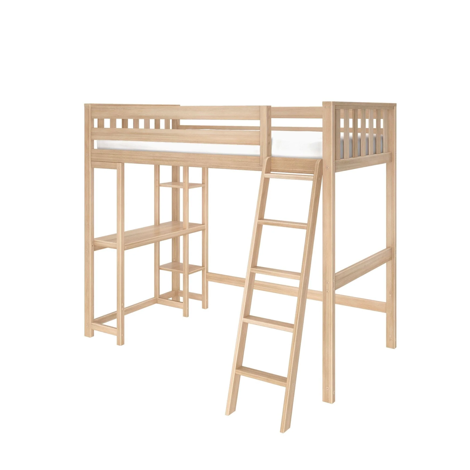 Scandinavian Twin Loft Bed With Desk & Bookcase - Image 5