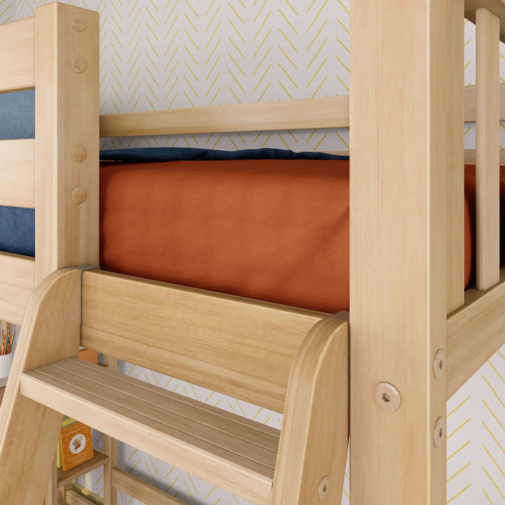 Scandinavian Twin Loft Bed With Desk & Bookcase - Image 9