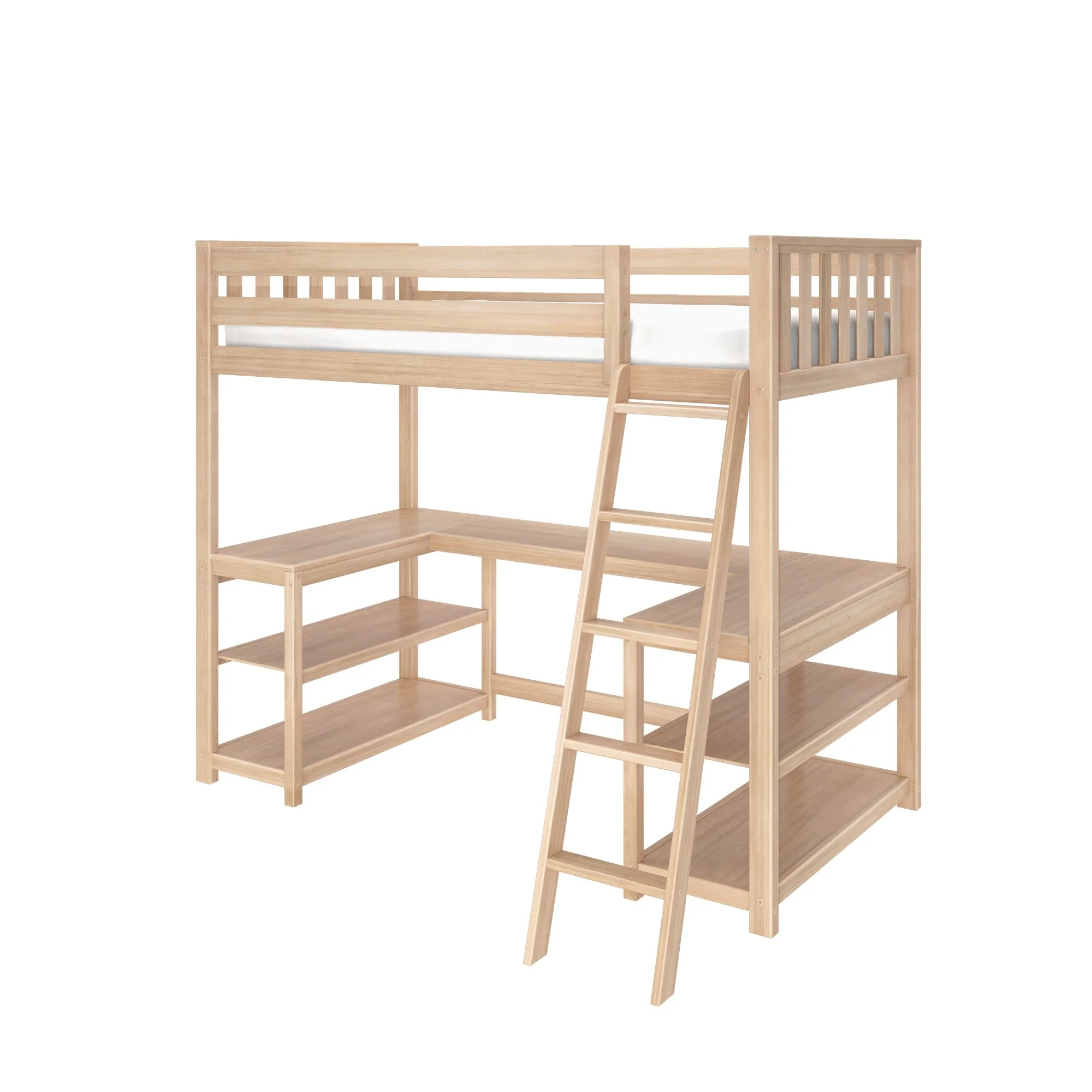 Scandinavian Twin Loft Bed With Wraparound Desk & Shelves - Image 5