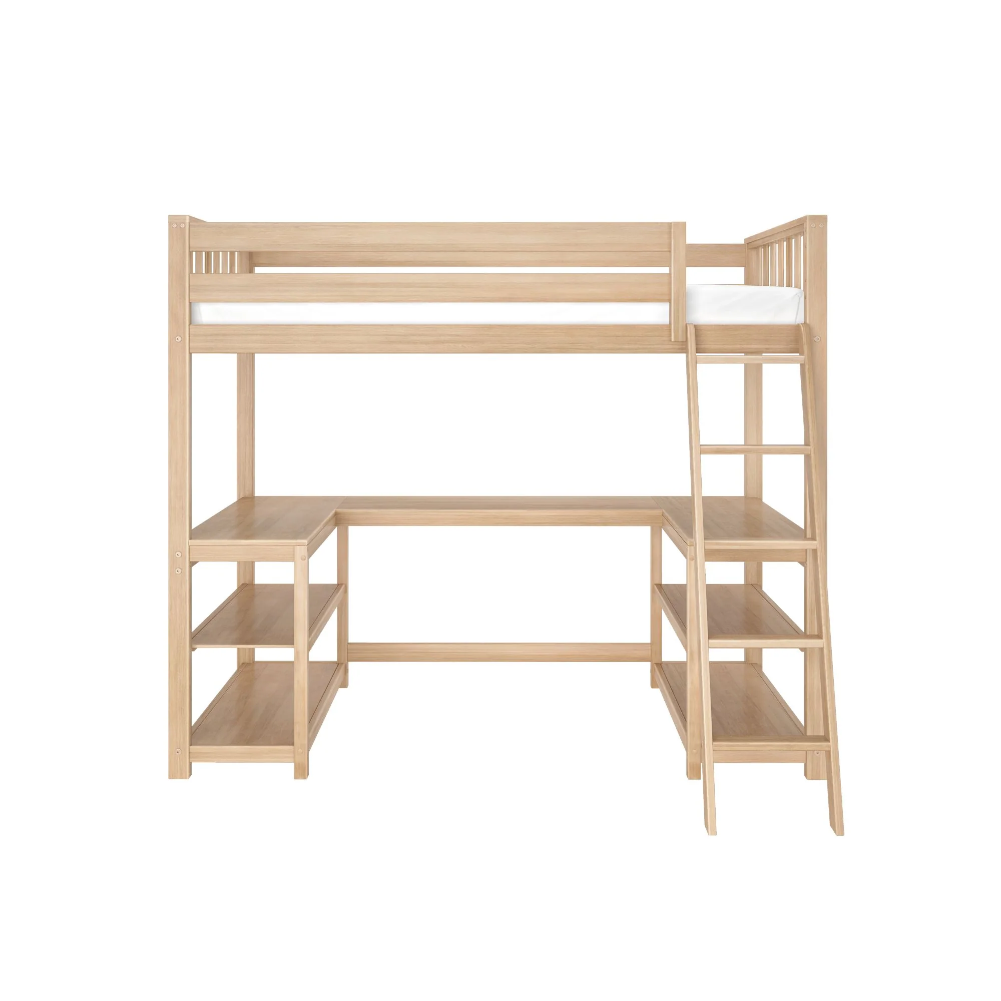 Scandinavian Twin Loft Bed With Wraparound Desk & Shelves - Image 7