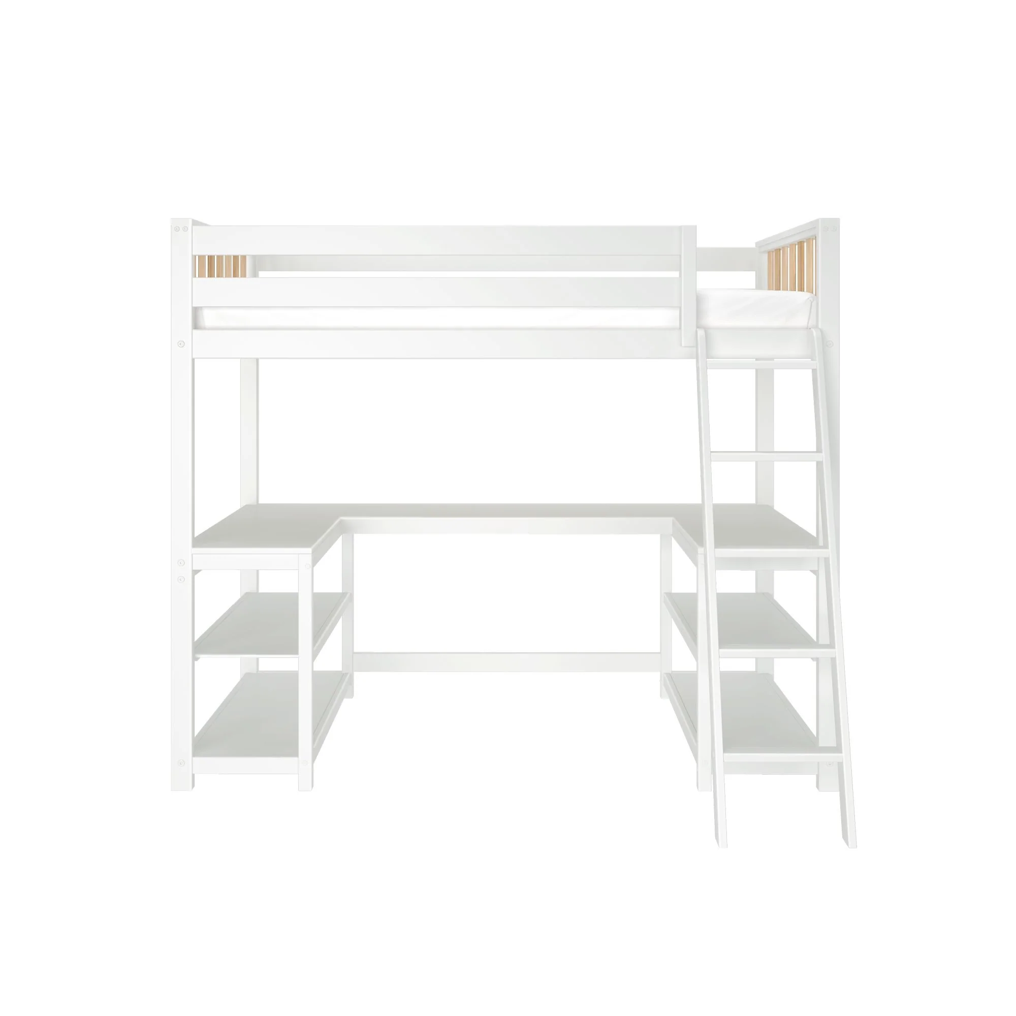 Scandinavian Twin Loft Bed With Wraparound Desk & Shelves - Image 8