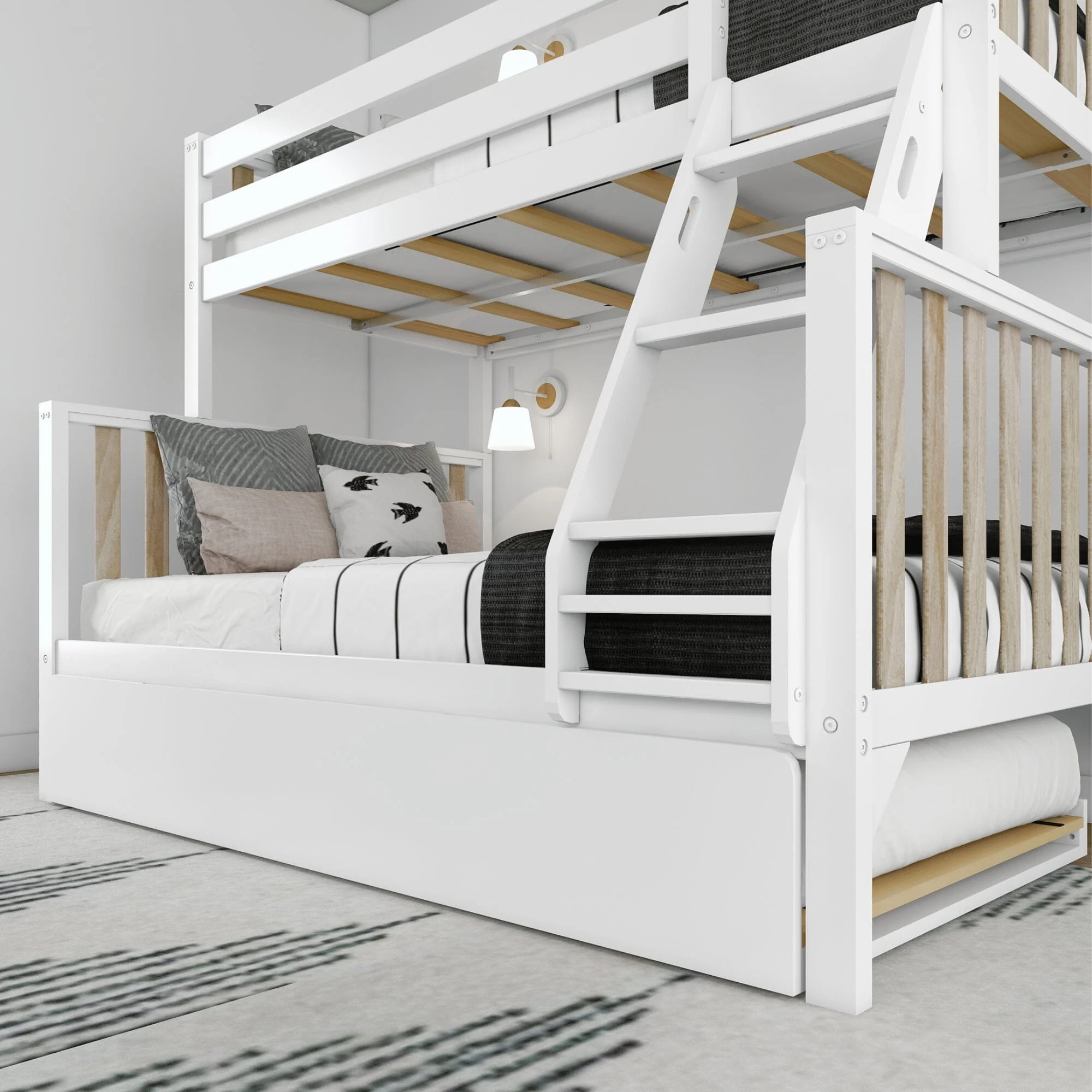 Scandinavian Twin Over Full Bunk Bed With Trundle - Image 17