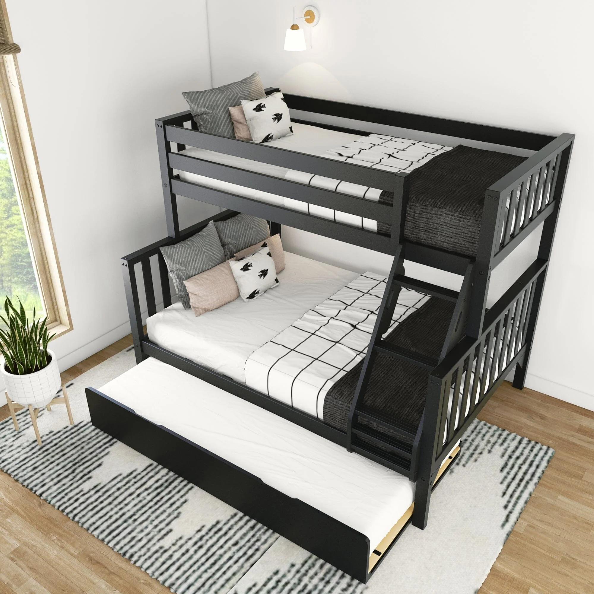 Scandinavian Twin Over Full Bunk Bed With Trundle - Image 22