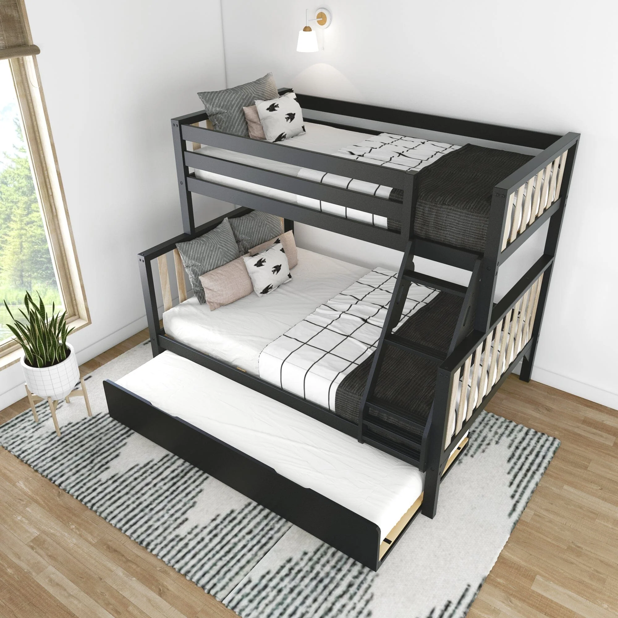 Scandinavian Twin Over Full Bunk Bed With Trundle - Image 23