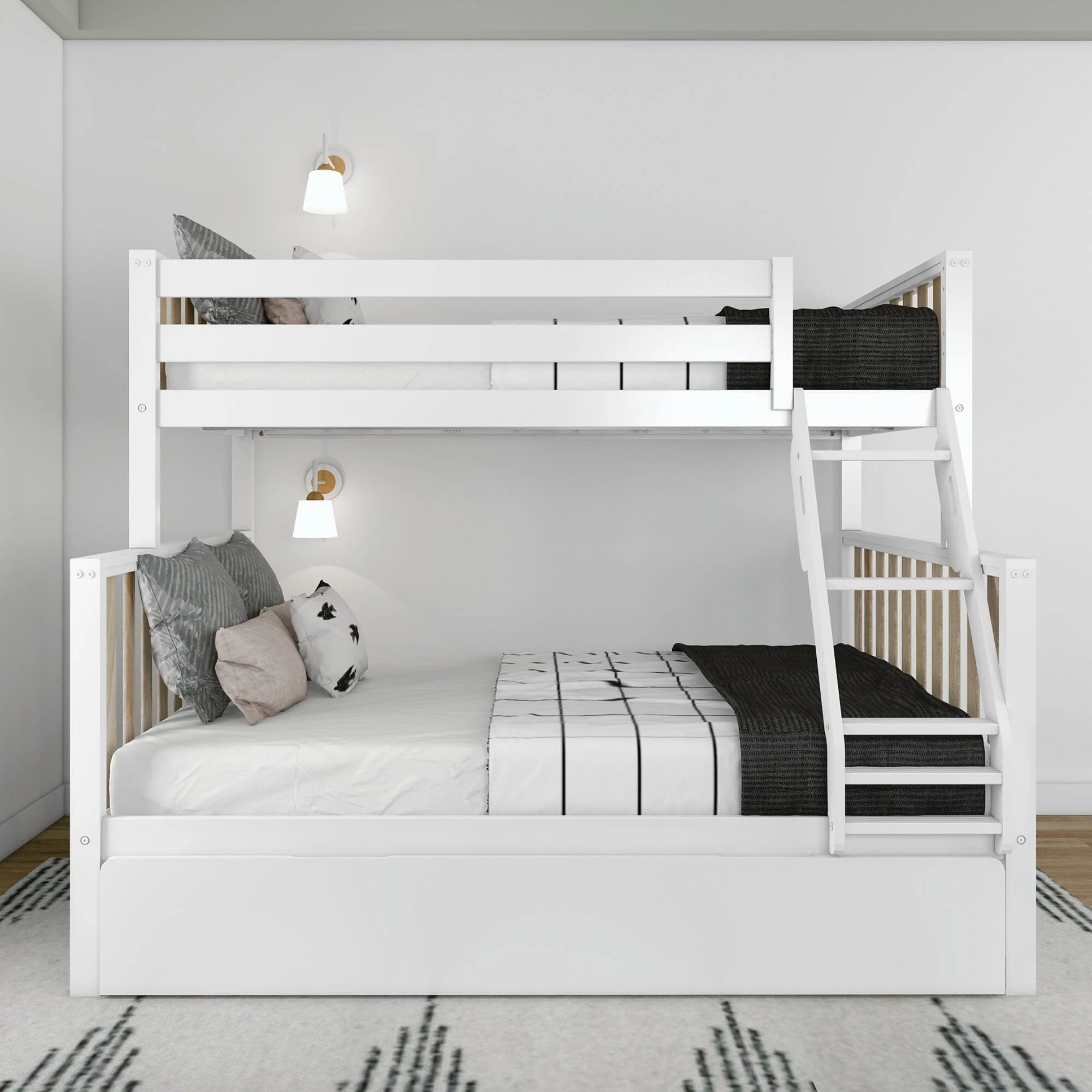 Scandinavian Twin Over Full Bunk Bed With Trundle - Image 5