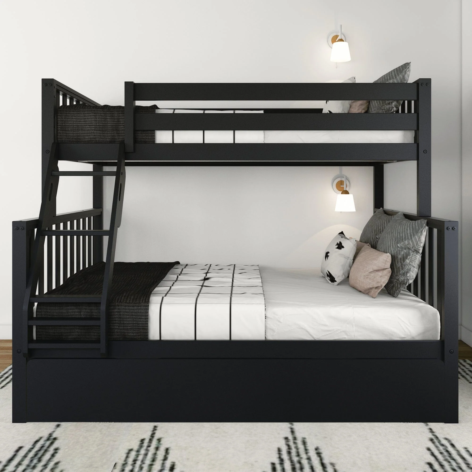 Scandinavian Twin Over Full Bunk Bed With Trundle - Image 7
