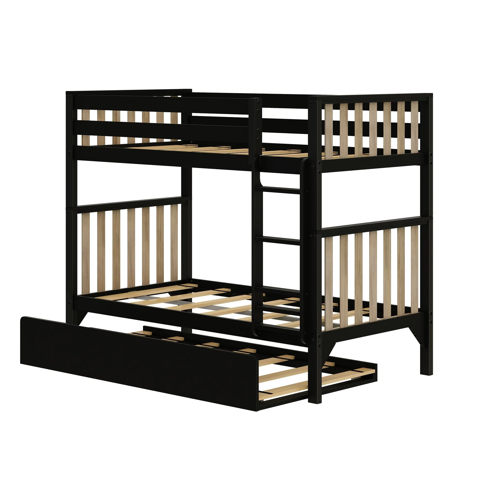 Scandinavian Twin Over Twin Bunk Bed With Trundle - Image 12