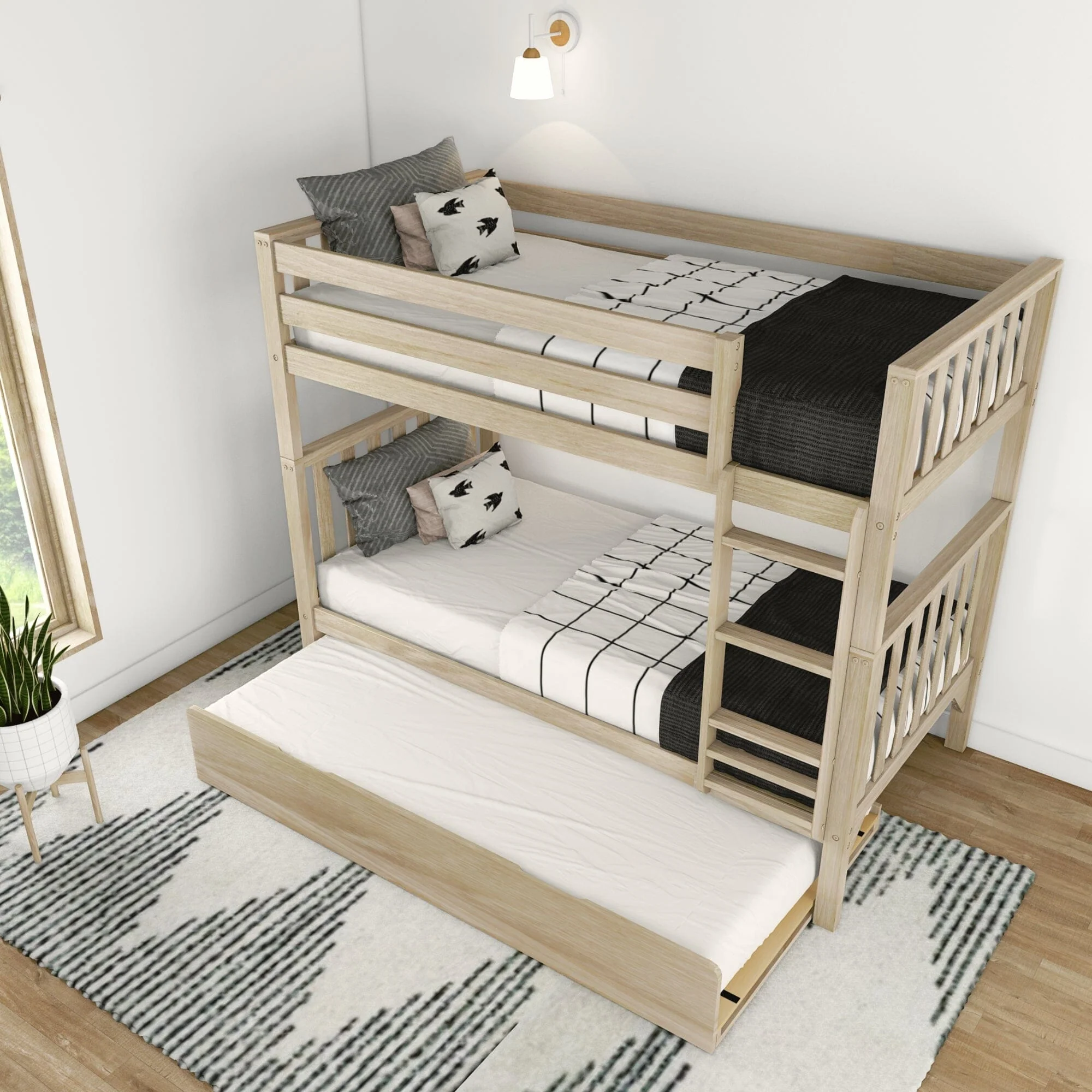 Scandinavian Twin Over Twin Bunk Bed With Trundle - Image 22