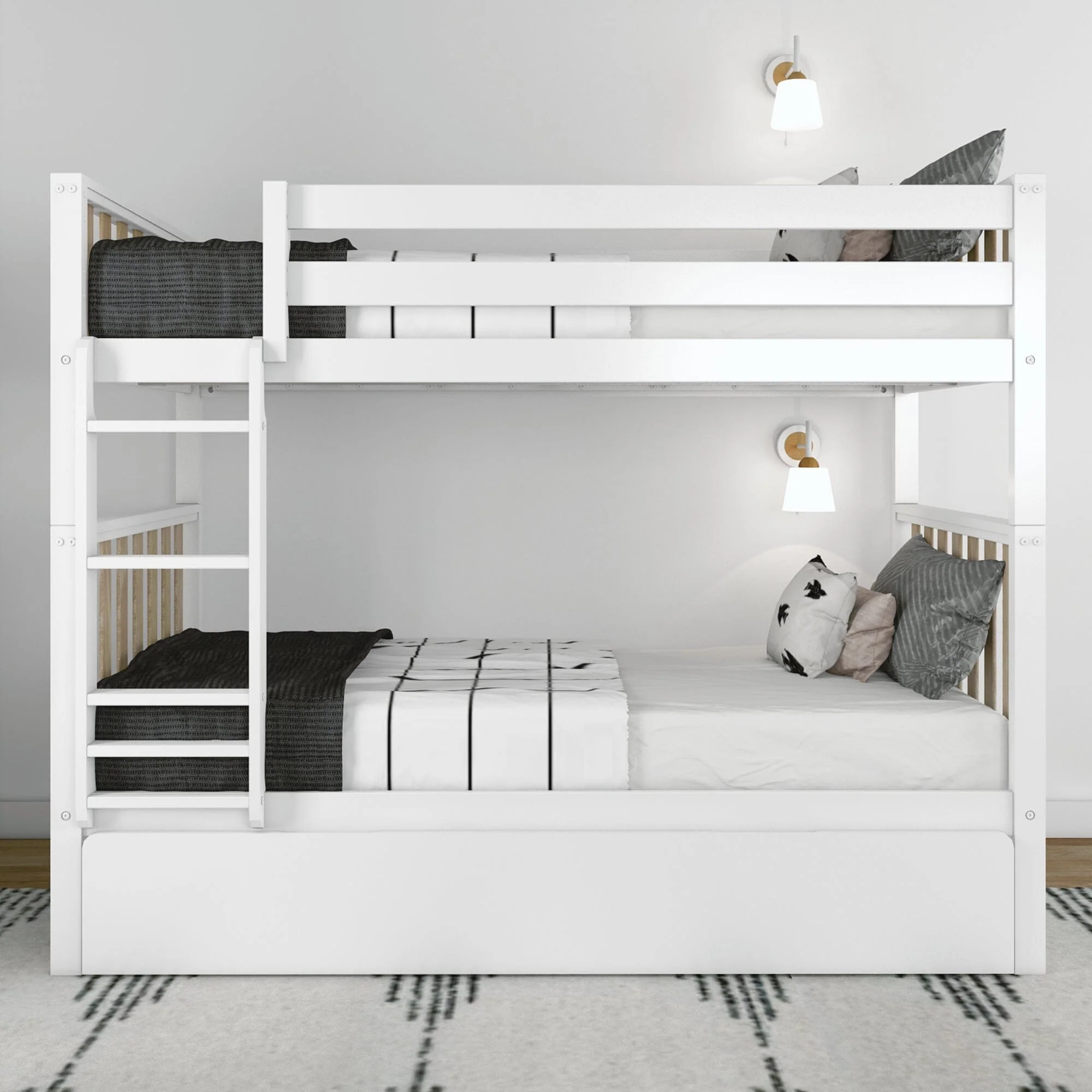 Scandinavian Twin Over Twin Bunk Bed With Trundle - Image 5